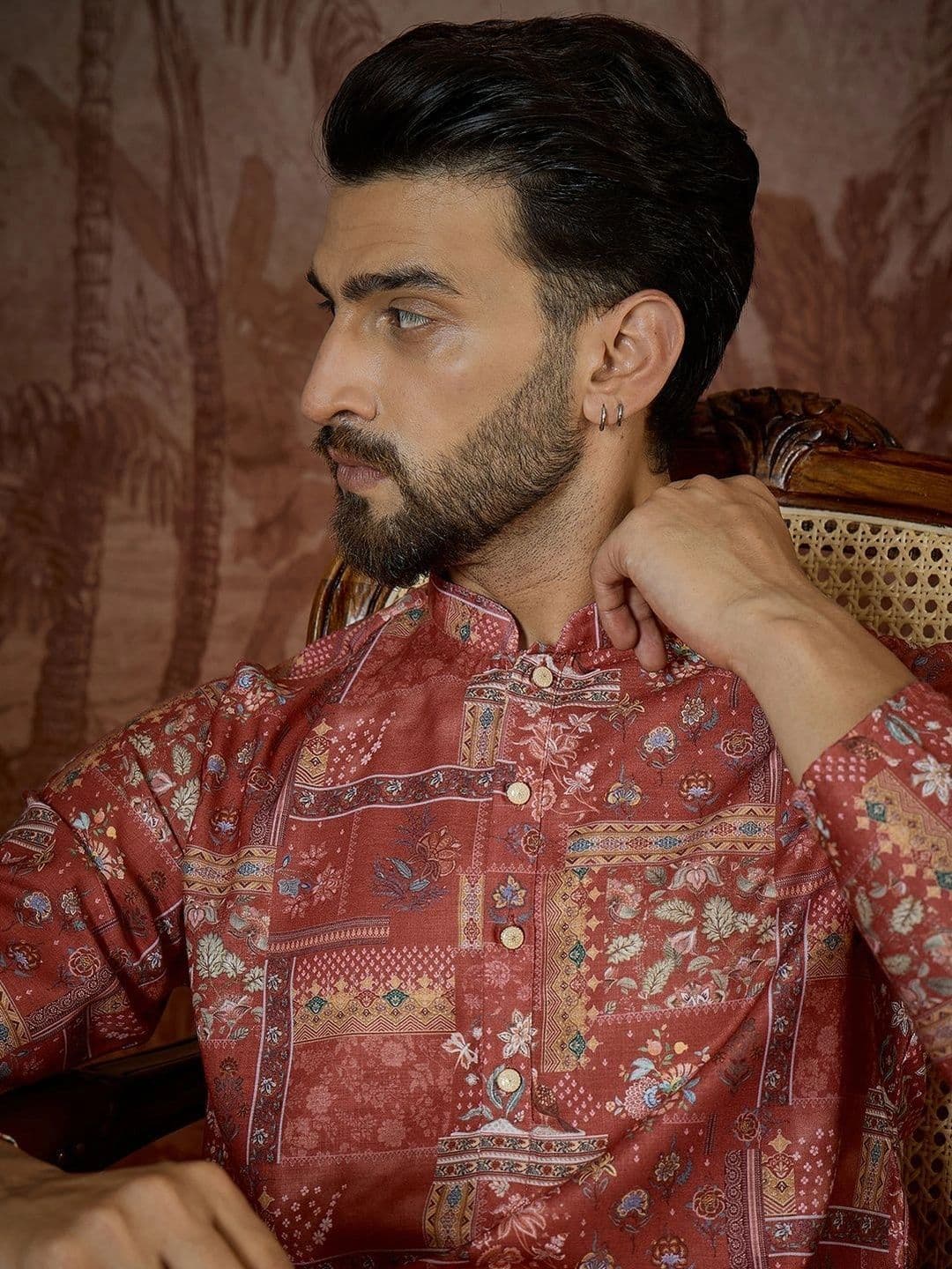 House of Pataudi Men Ethnic Motifs Printed Kurta thumbnail 2
