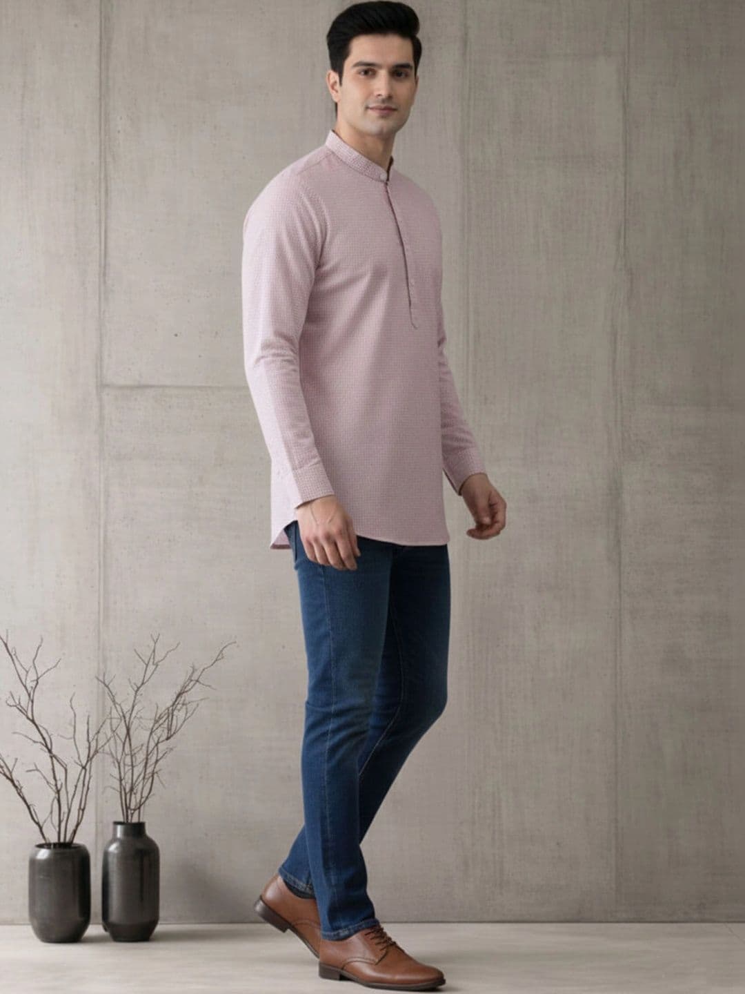 Anouk Men Checked Kurta thumbnail 5