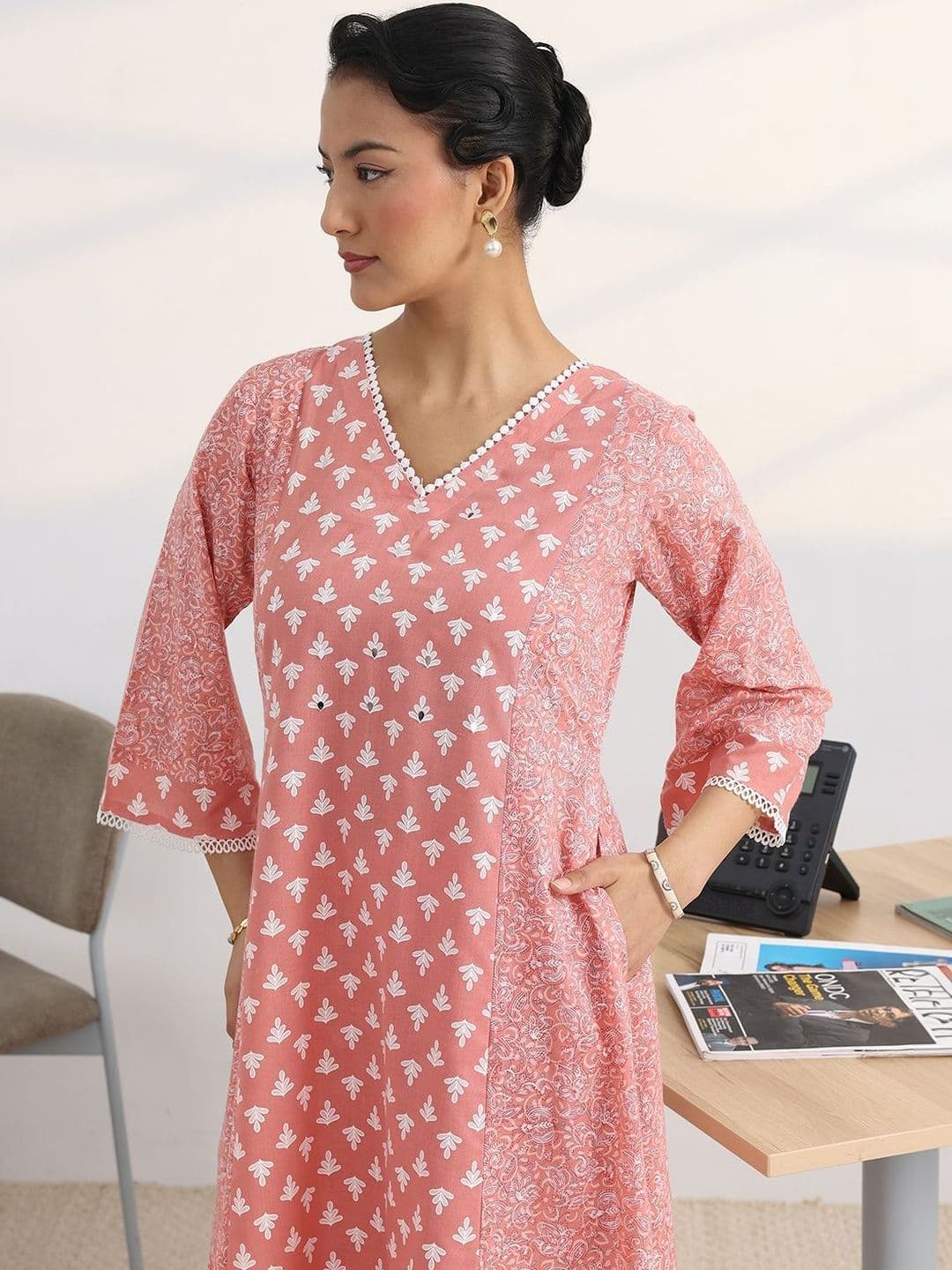 Gerua By Libas Women Ethnic Motifs Printed Regular Kurta with Trousers & With Dupatta thumbnail 5