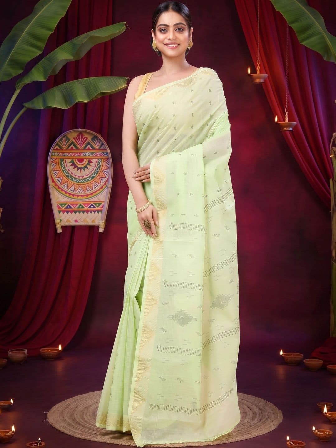 GitAsit Woven Design Zari Pure Cotton Handloom Taant Saree - view 1