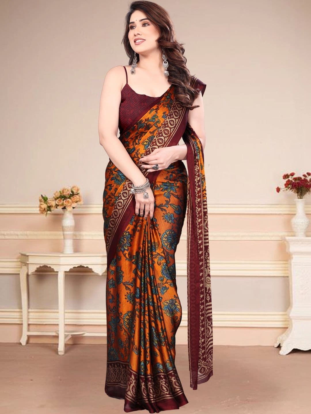 Owee Floral Pure Chiffon Designer Saree thumbnail 3