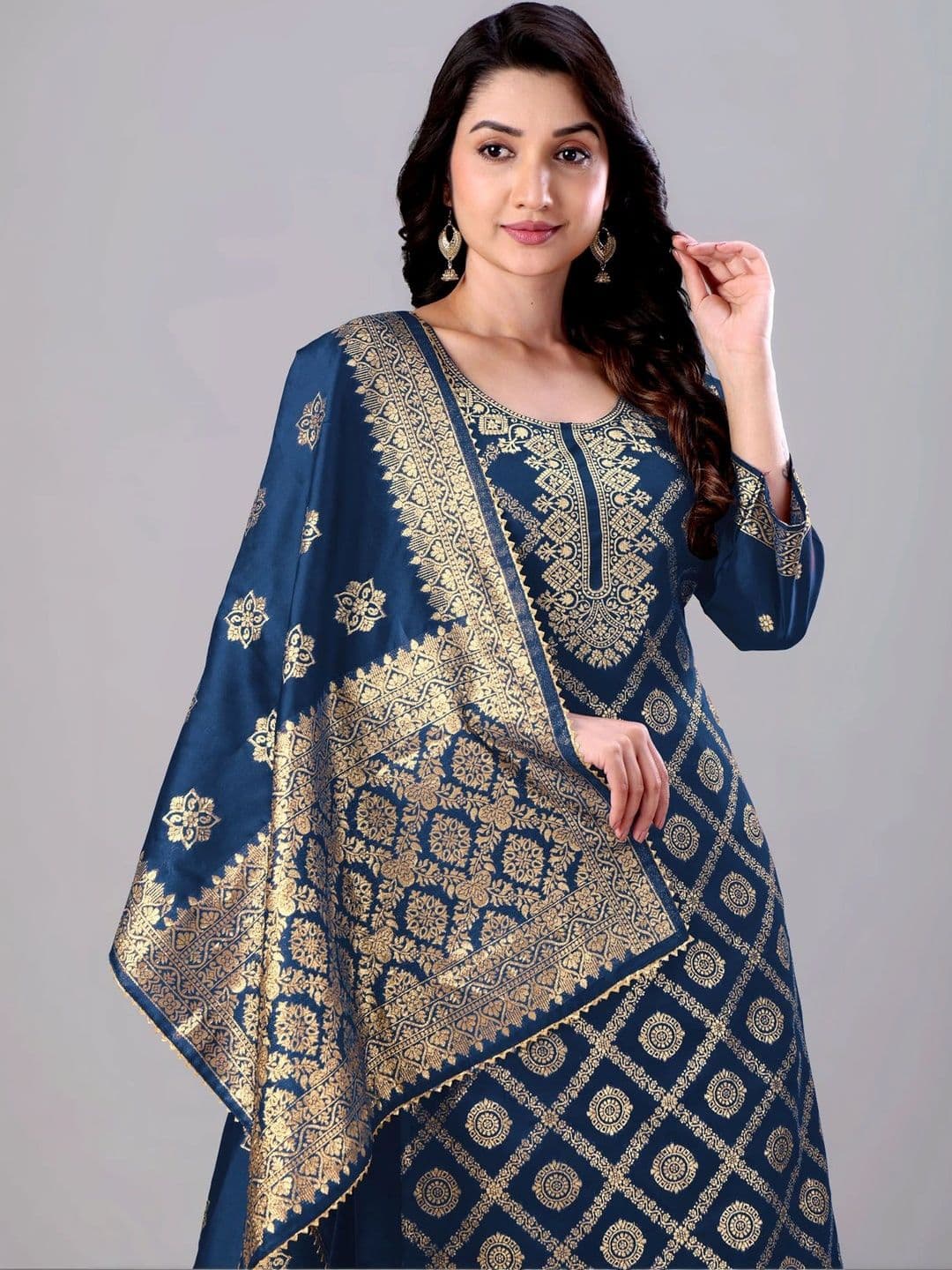 kantuba Art Silk Unstitched Dress Material thumbnail 6