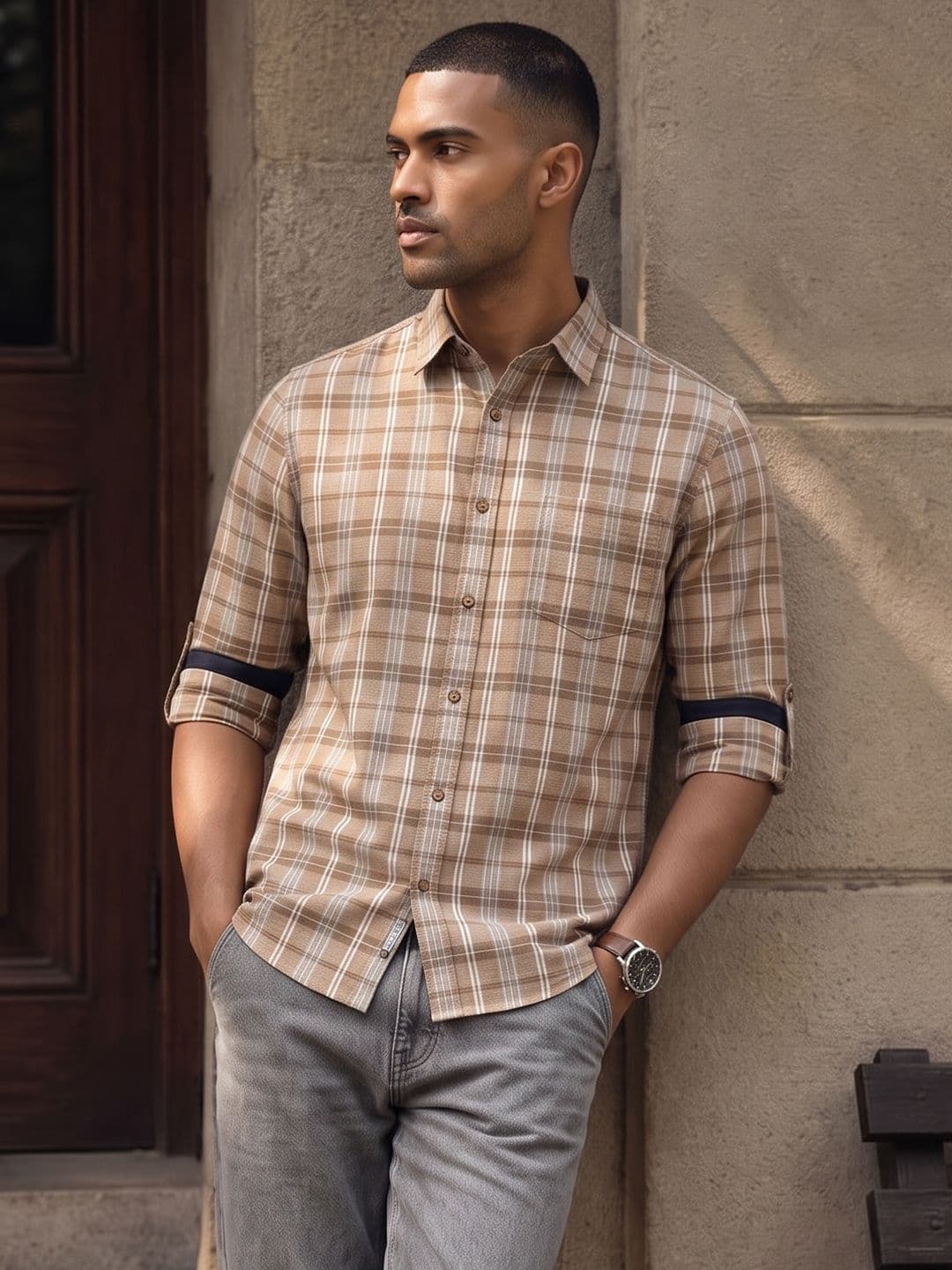 Roadster Life Co.Cotton Slub Checked Shirt thumbnail 6