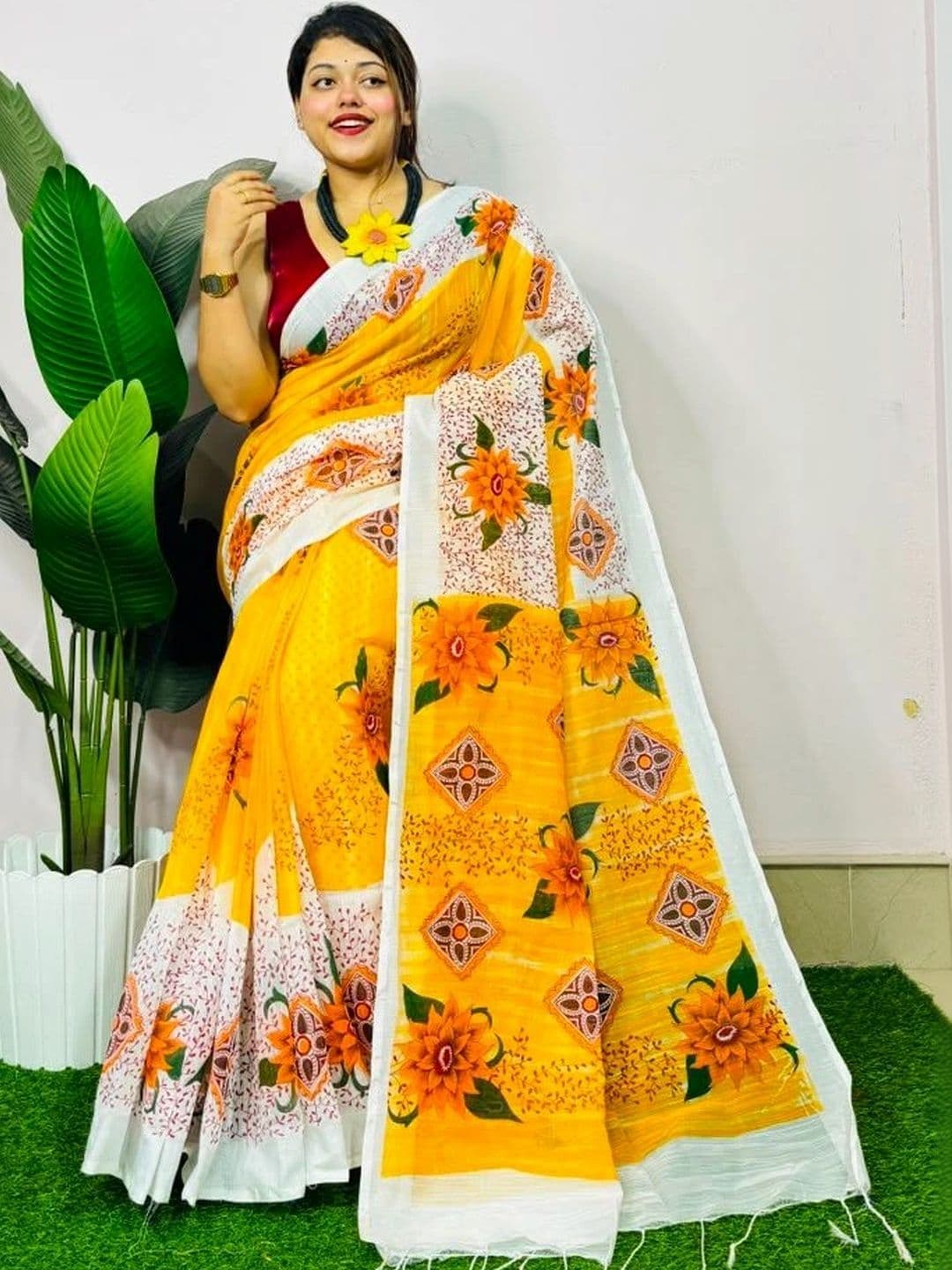 AURIC LOFT Pure Cotton Khadi Saree thumbnail 3