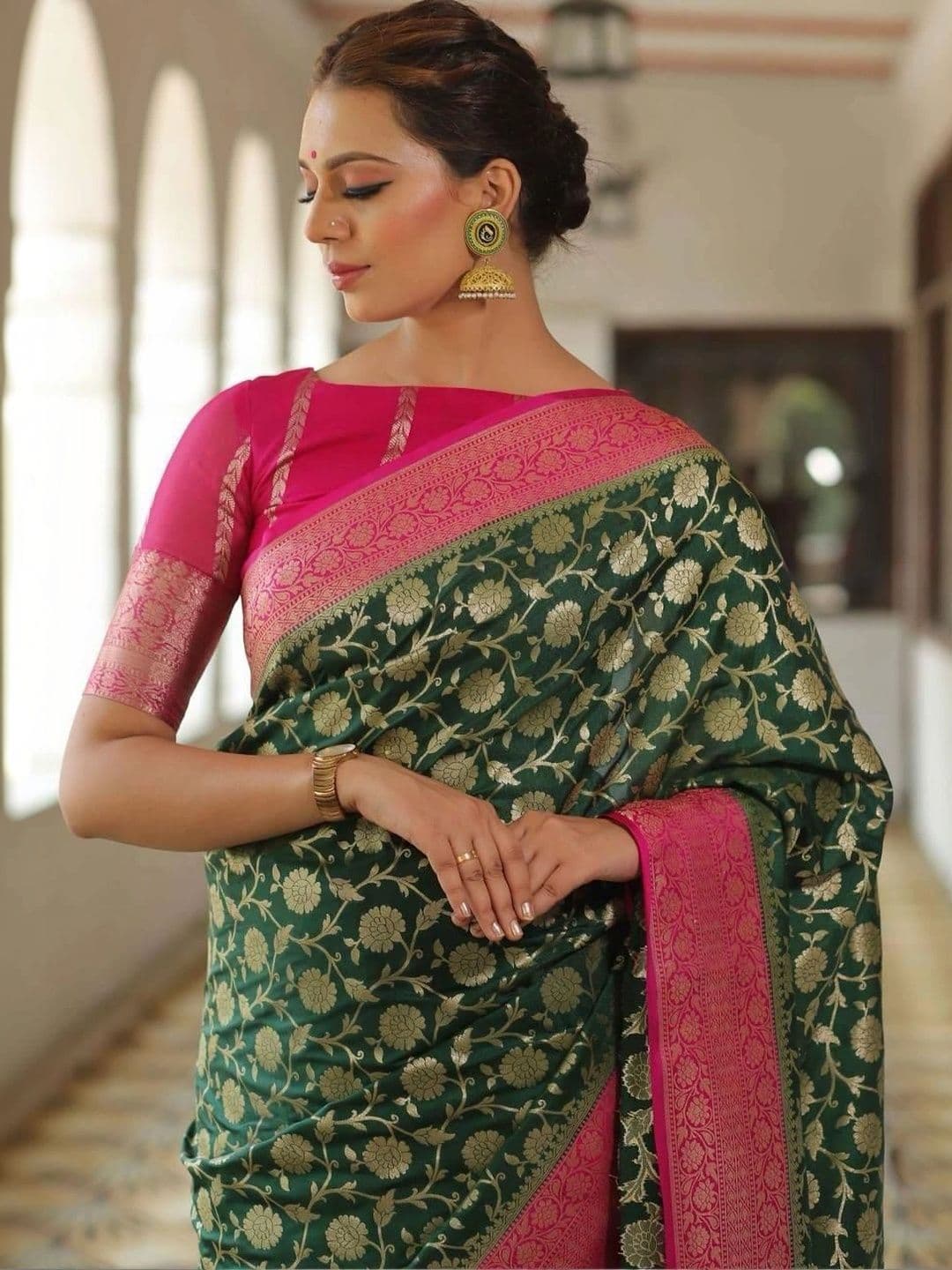 revika Woven Design Zari Art Silk Designer Kanjeevaram Saree thumbnail 2