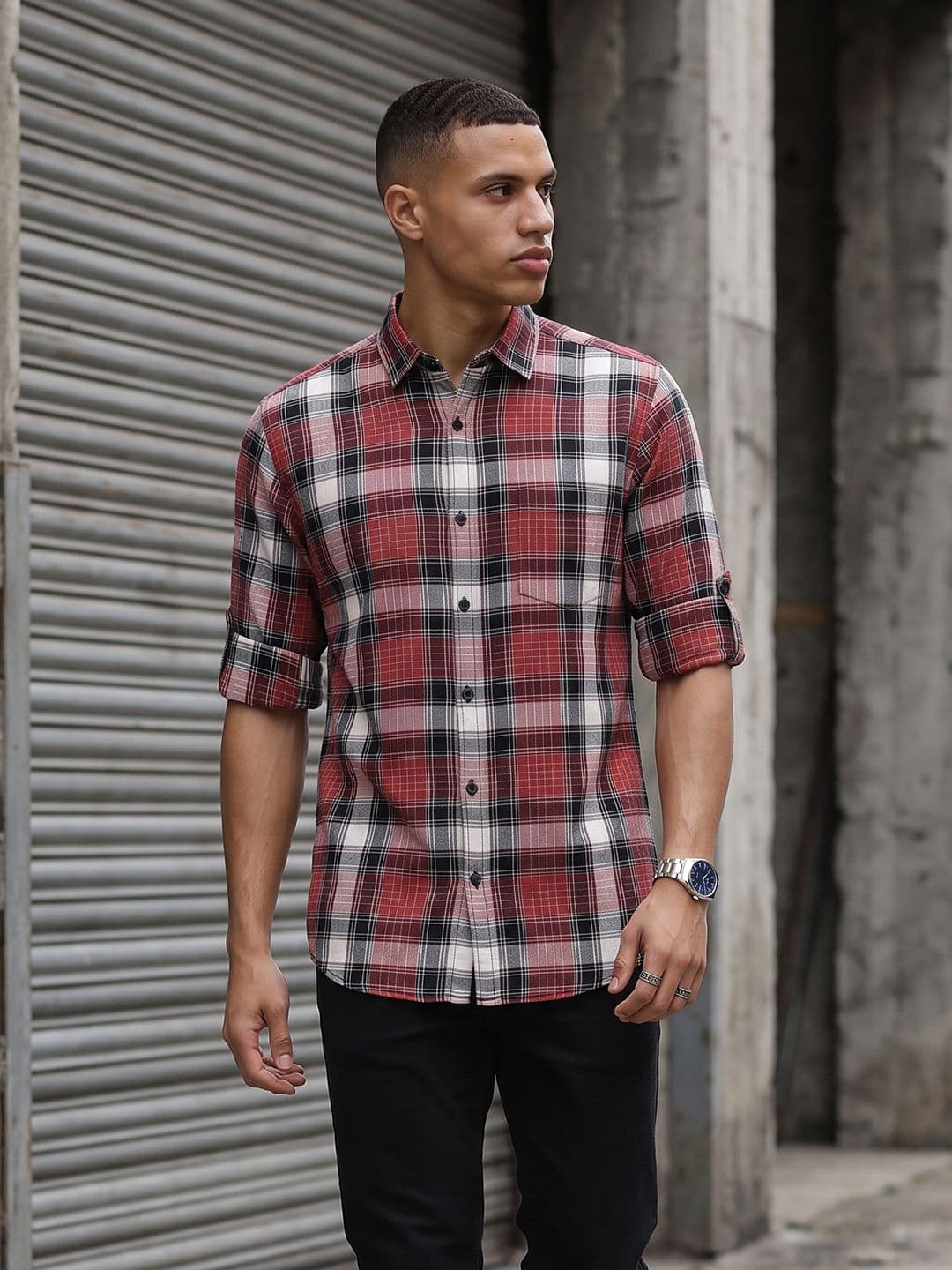 Roadster Life Co. Textured Weave Checked Shirt thumbnail 5