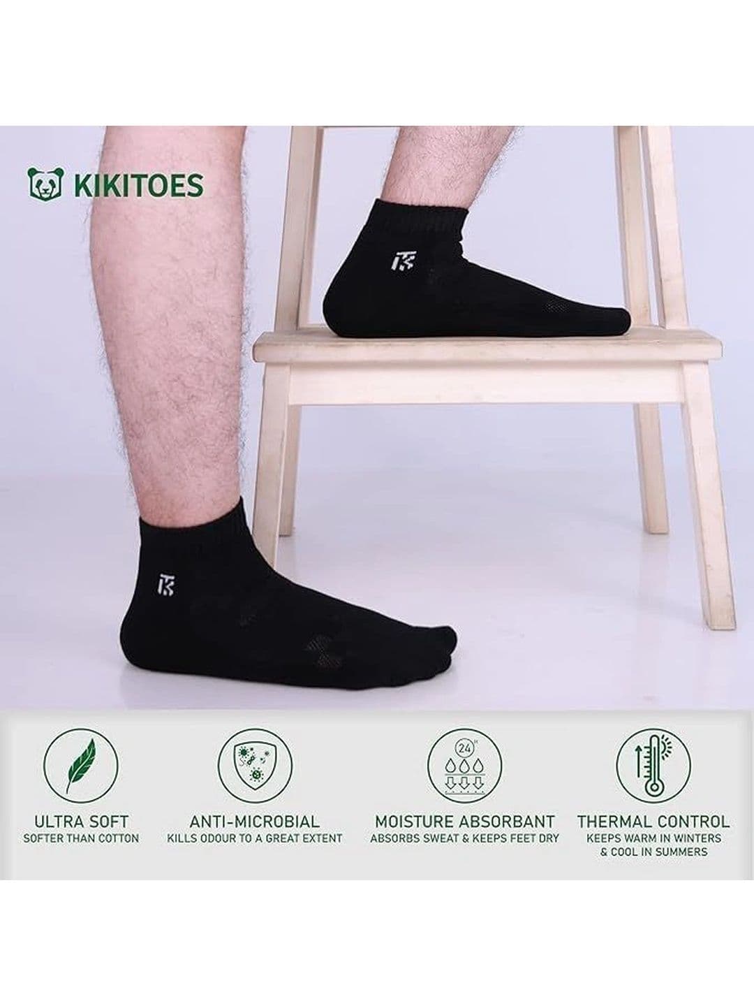 Kikitoes Men Pack of 2 Assorted Solid Bamboo Ankle Length Socks thumbnail 7