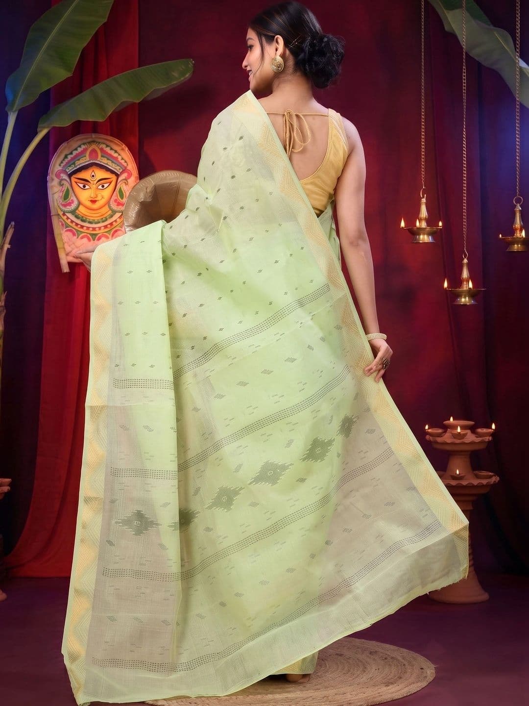 GitAsit Woven Design Zari Pure Cotton Handloom Taant Saree thumbnail 7
