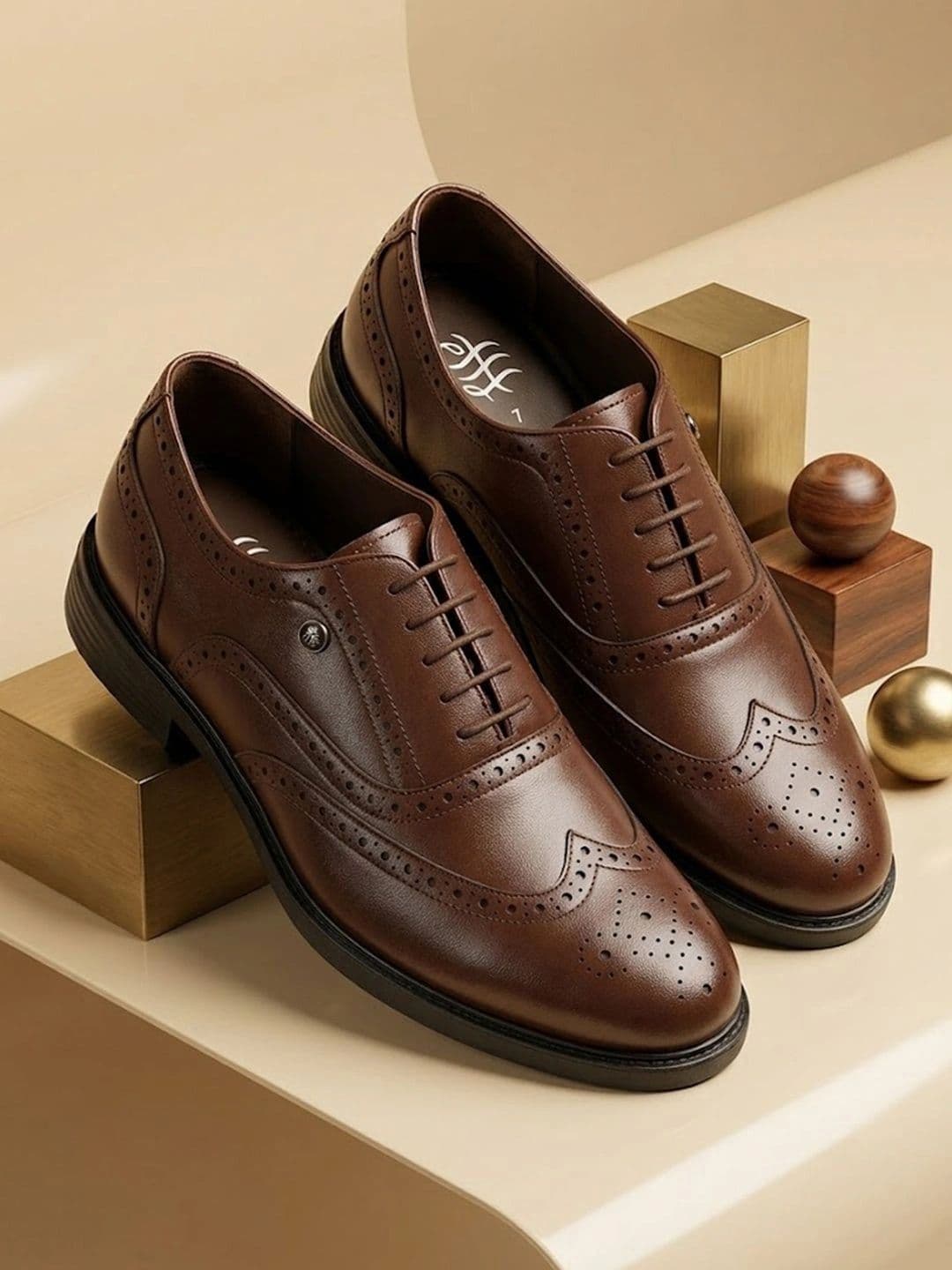 House of Pataudi Men Textured Round Toe Lace-Ups Brogues Formal Shoes thumbnail 7