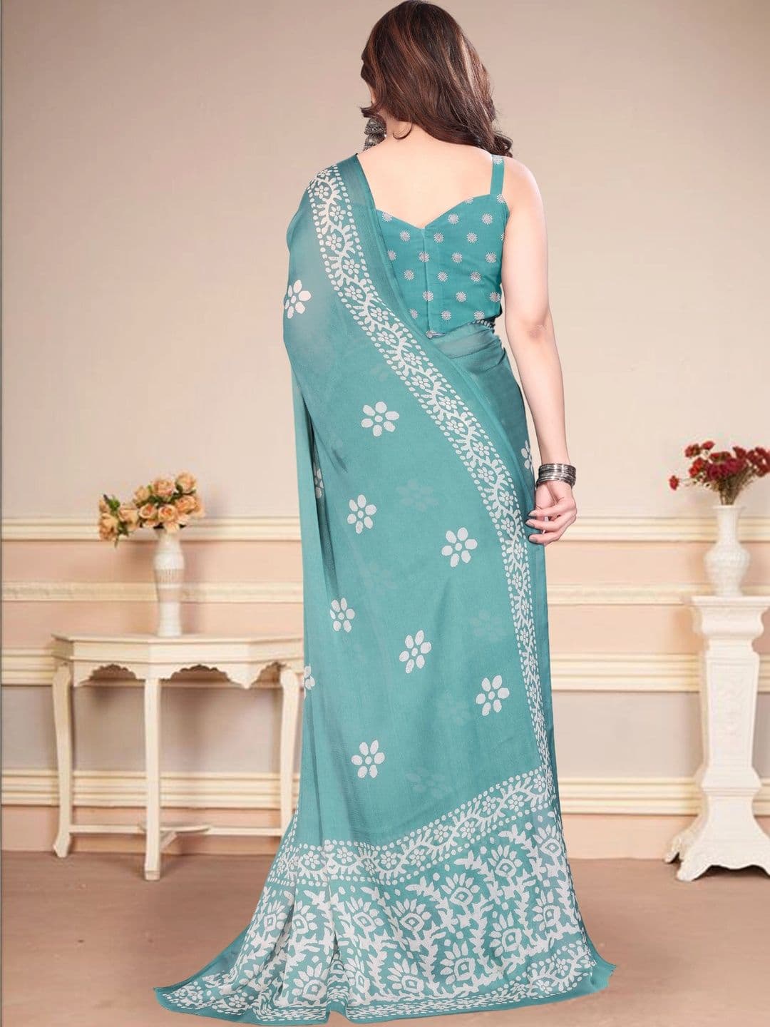 Owee Floral Pure Chiffon Designer Saree thumbnail 4