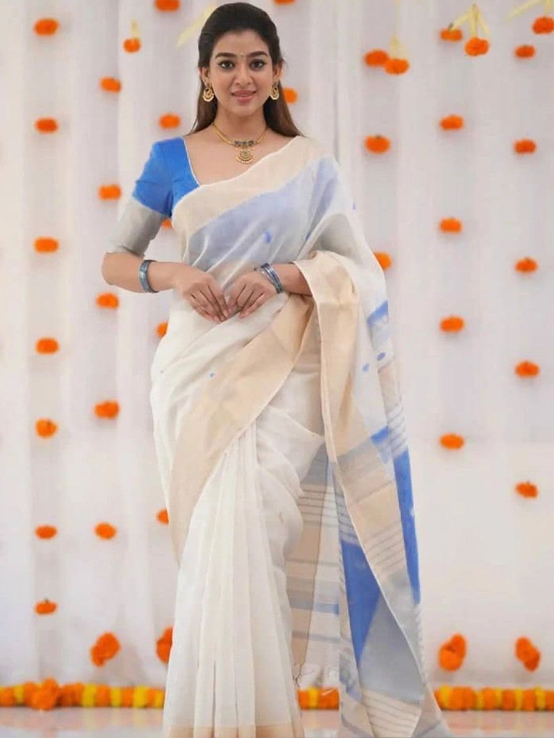 revika Striped Zari Art Silk Designer Kanjeevaram Saree thumbnail 3