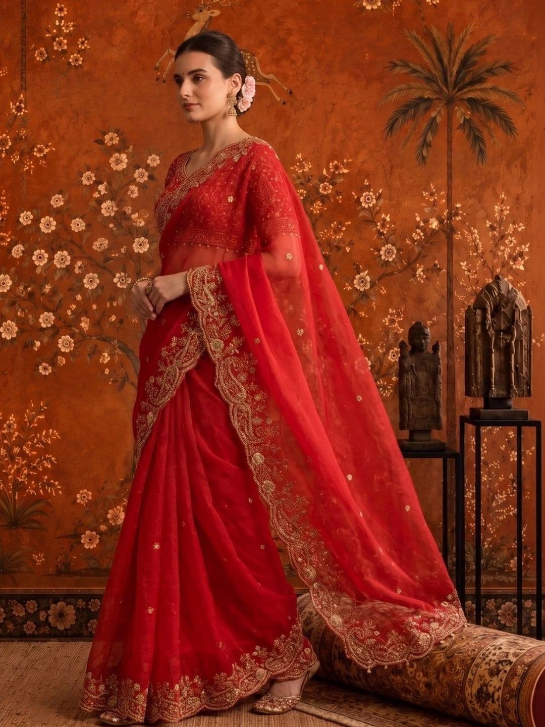 Sangria Embellished Zari Satin Saree thumbnail 6