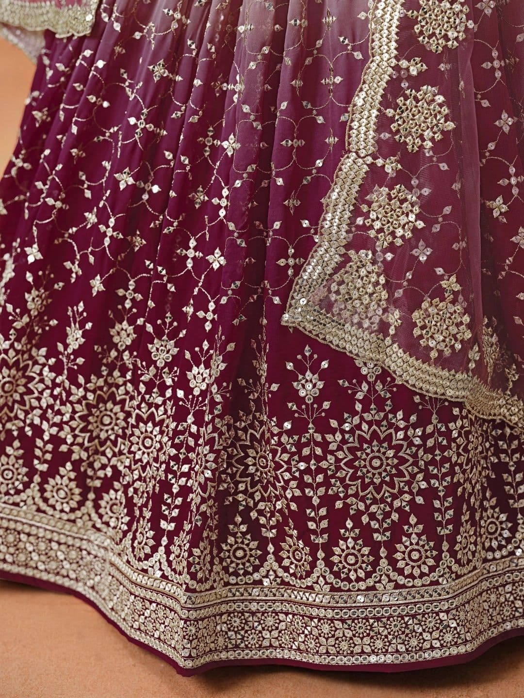 Zeel Clothing Embellished Sequinned Semi-Stitched Lehenga & Unstitched Blouse With Dupatta thumbnail 3