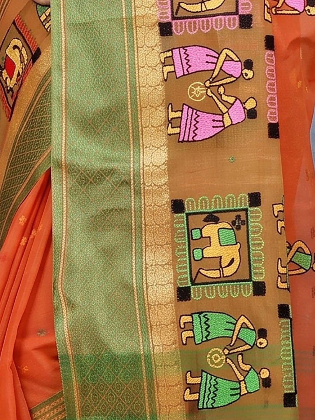 GitAsit Warli Sequinned Pure Cotton Handloom Taant Saree thumbnail 5