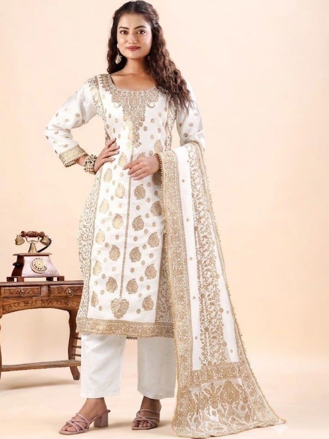 kantuba Art Silk Unstitched Dress Material - view 1