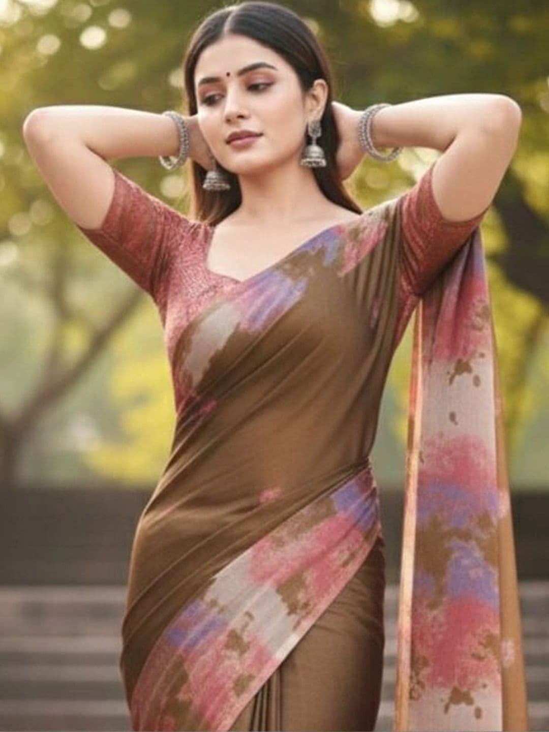 Owee Floral Pure Chiffon Designer Saree thumbnail 2