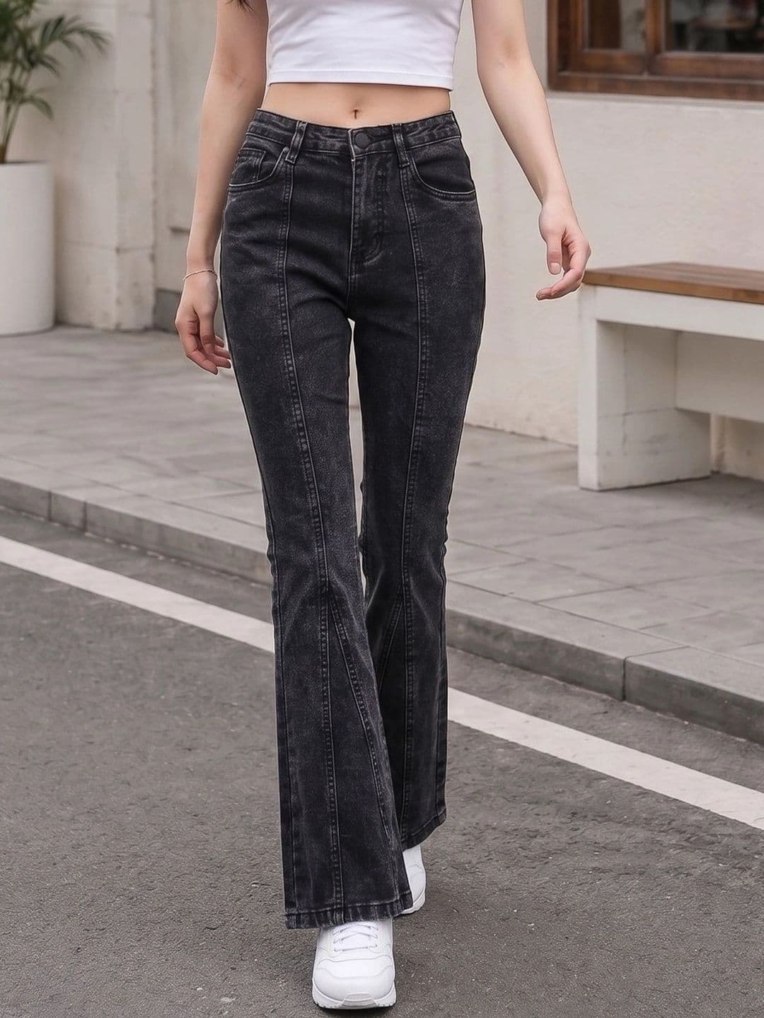 Style Quotient Women Classic Flared High-Rise Stretchable Jeans - view 1