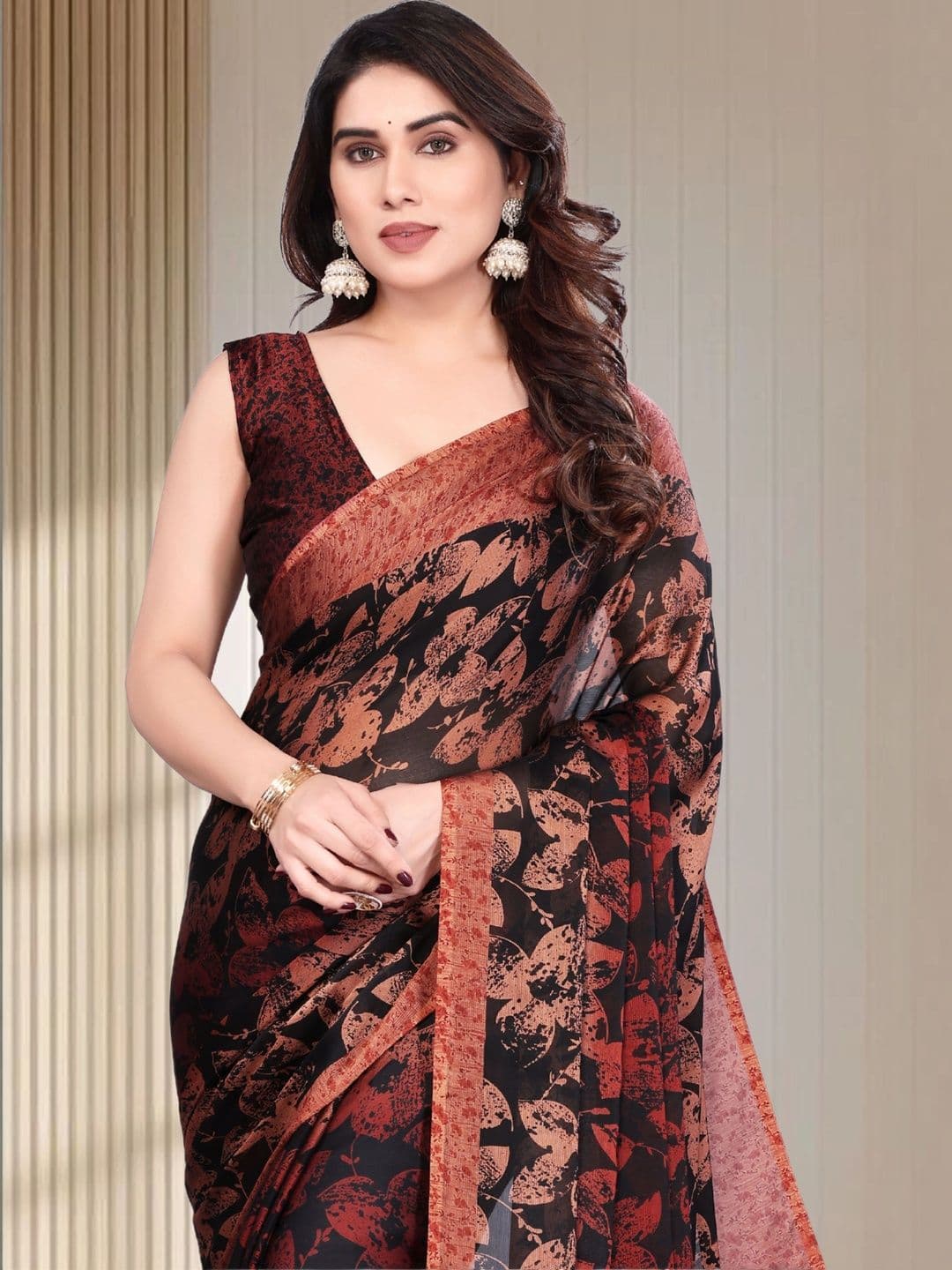 Owee Pure Chiffon Designer Saree thumbnail 3