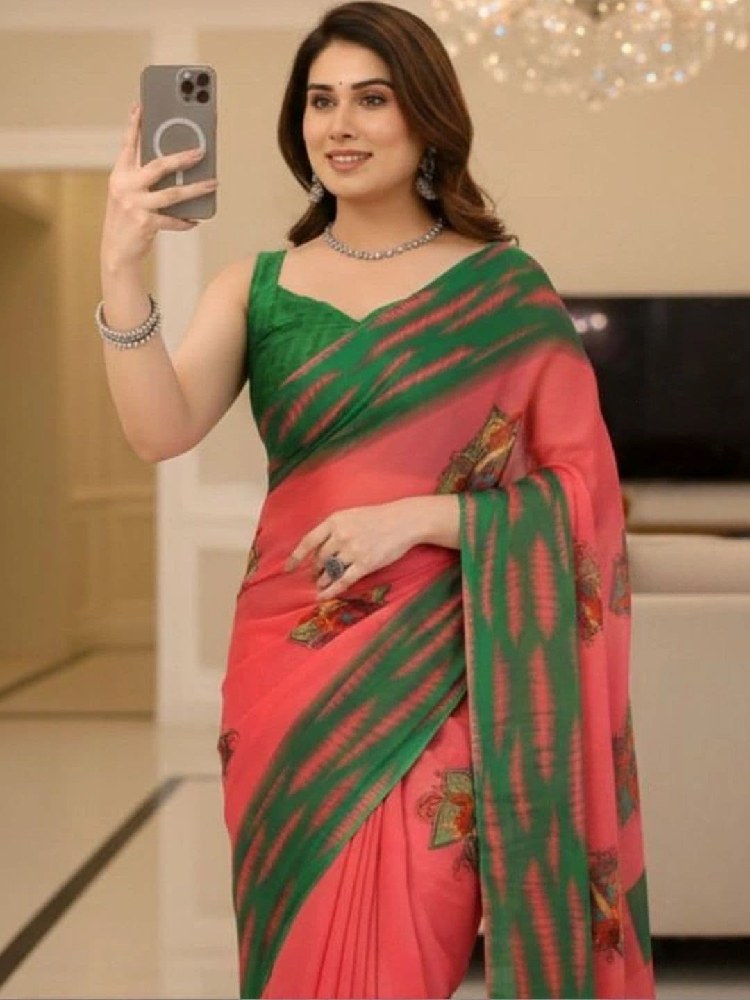 Owee Floral Pure Chiffon Designer Saree thumbnail 2