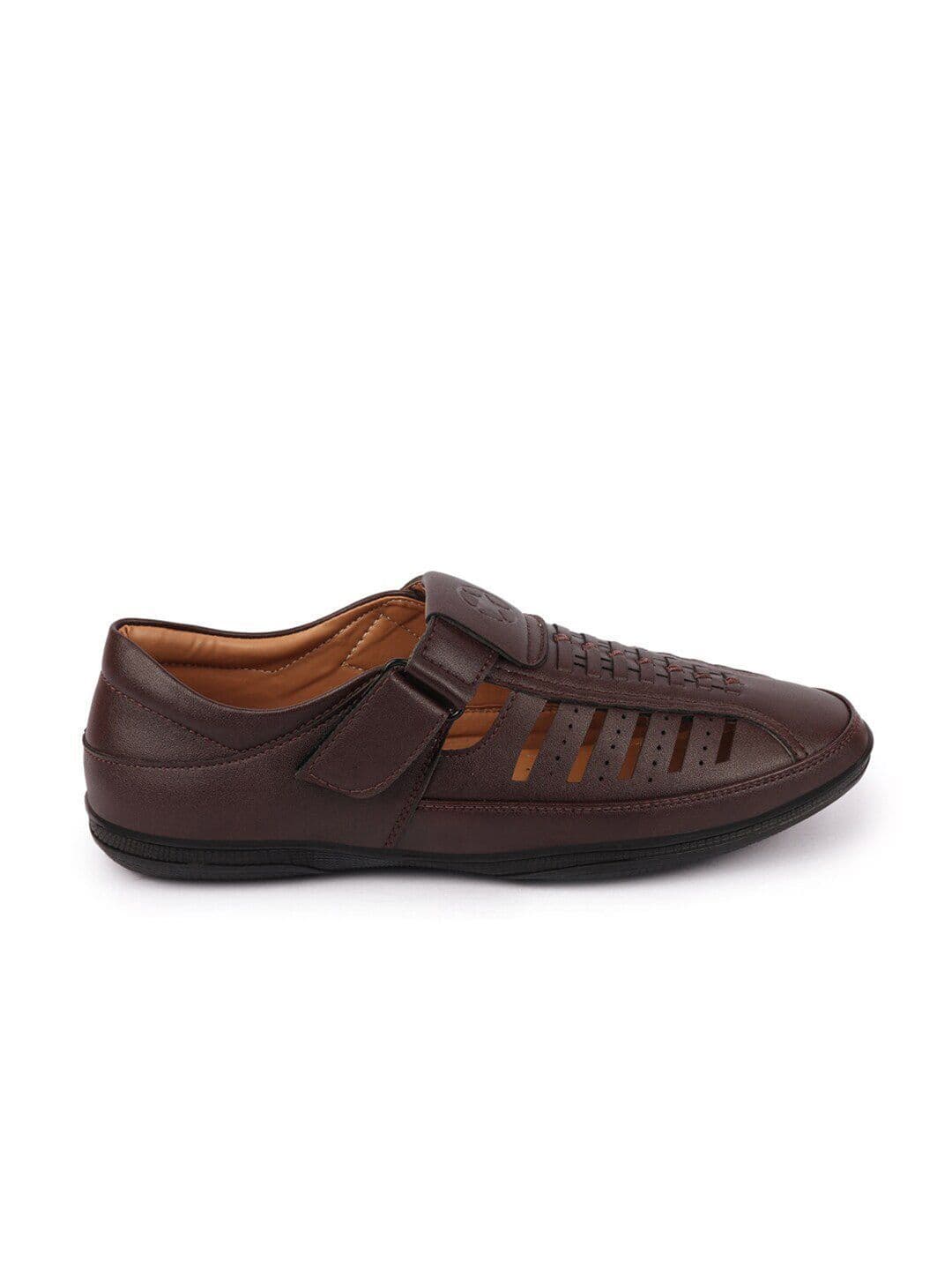 FAUSTO Men Brown & Black PU Shoe-Style Sandals thumbnail 4