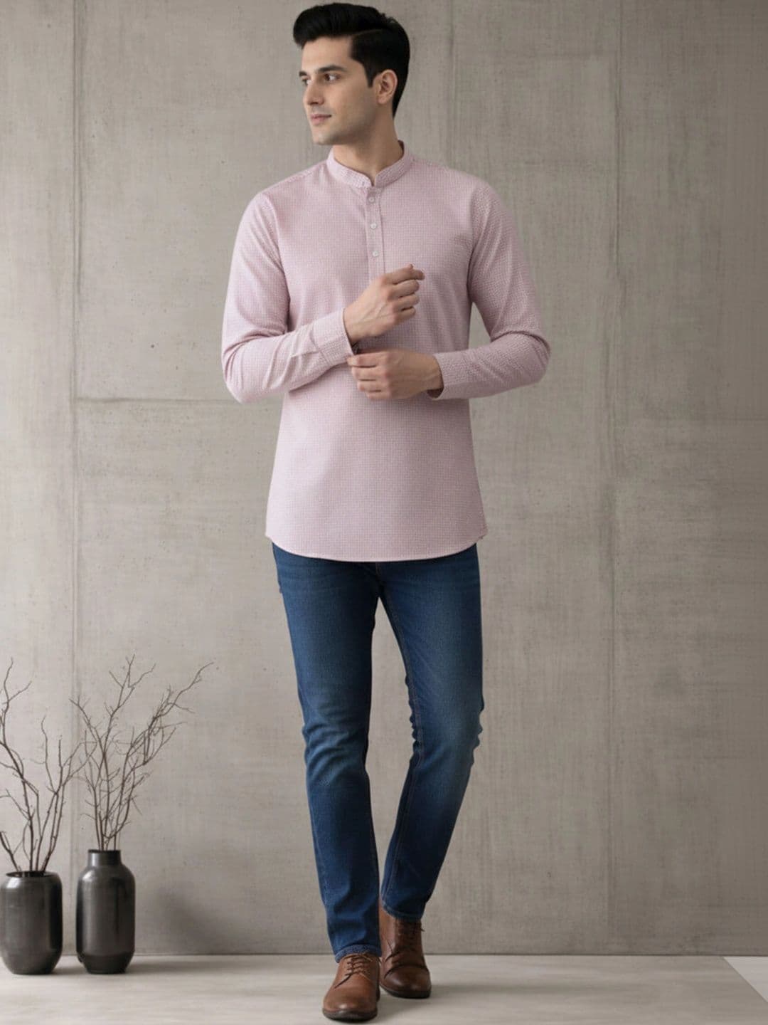 Anouk Men Checked Kurta thumbnail 3