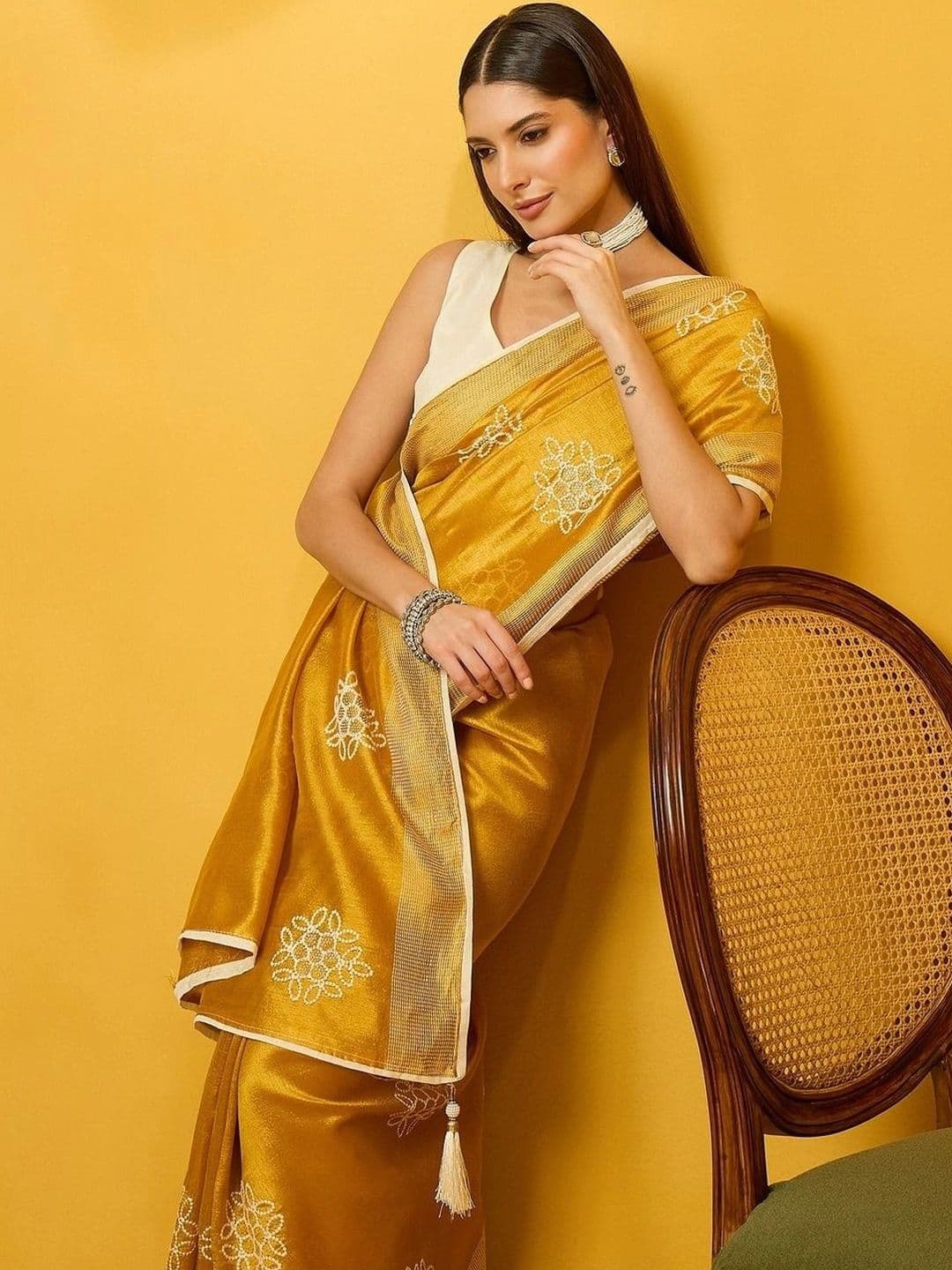 Saree mall Embellished Embroidered Designer Sarees thumbnail 7