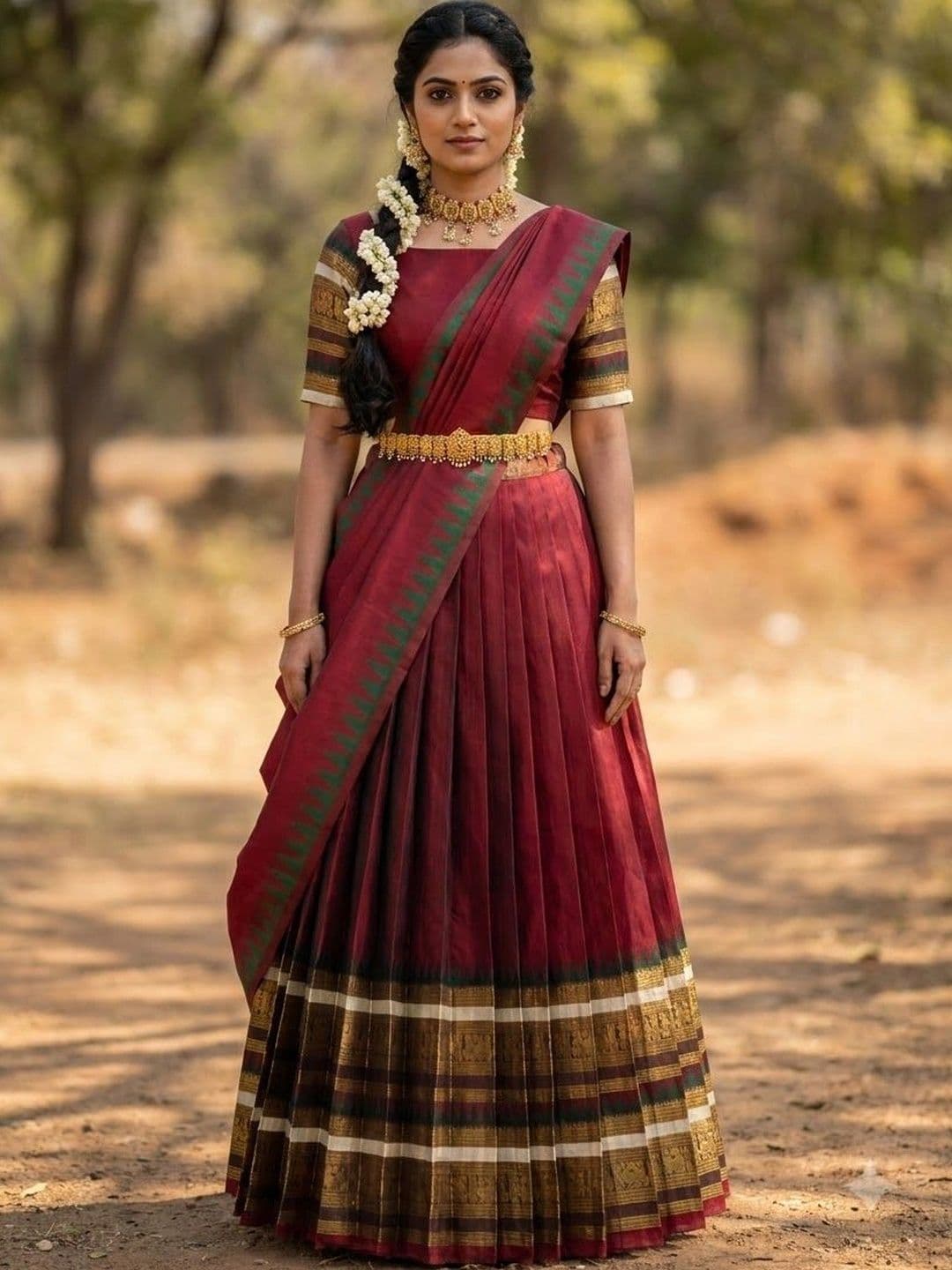Pink Bindi Semi-Stitched Lehenga & Unstitched Blouse With Dupatta - view 1