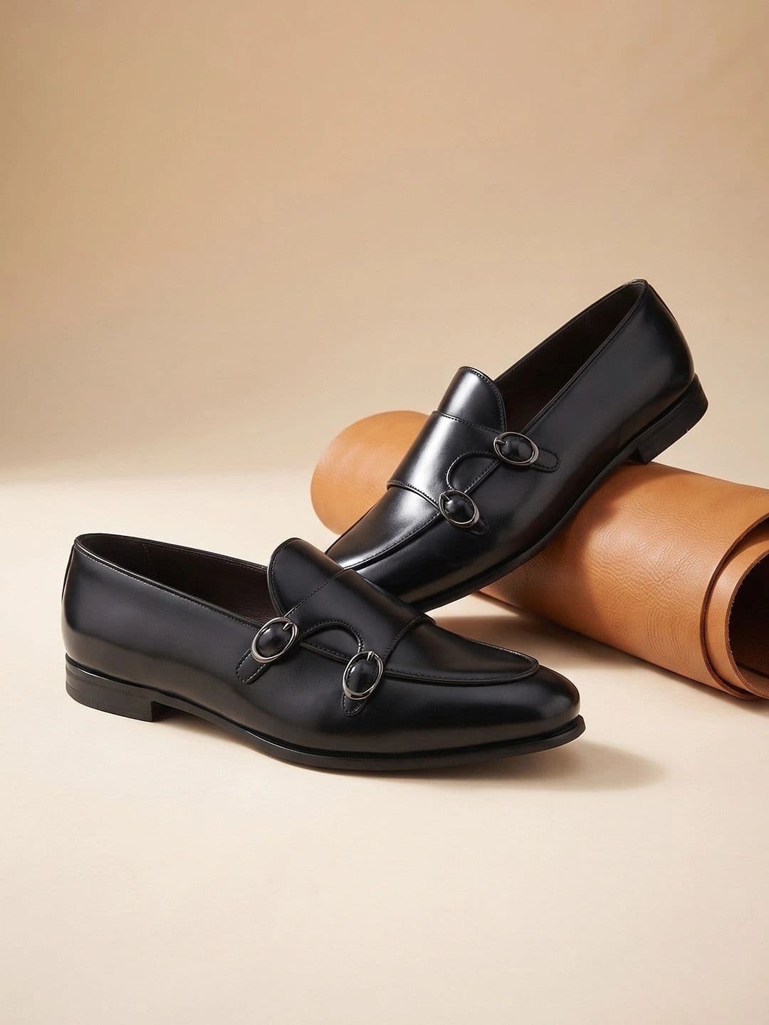 House of Pataudi Men Textured Formal Monk Shoes thumbnail 4