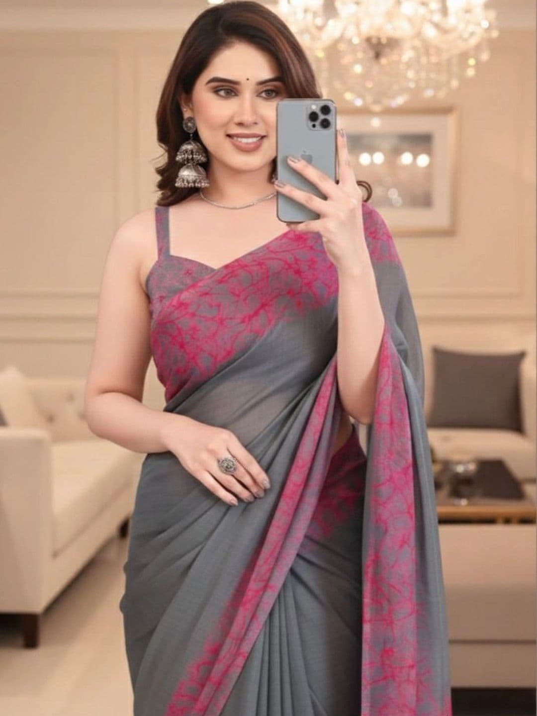 Owee Pure Chiffon Designer Saree thumbnail 2