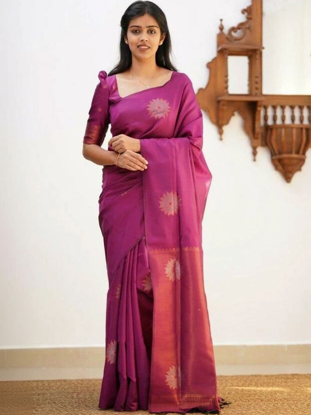 revika Floral Zari Art Silk Designer Kanjeevaram Saree - view 1