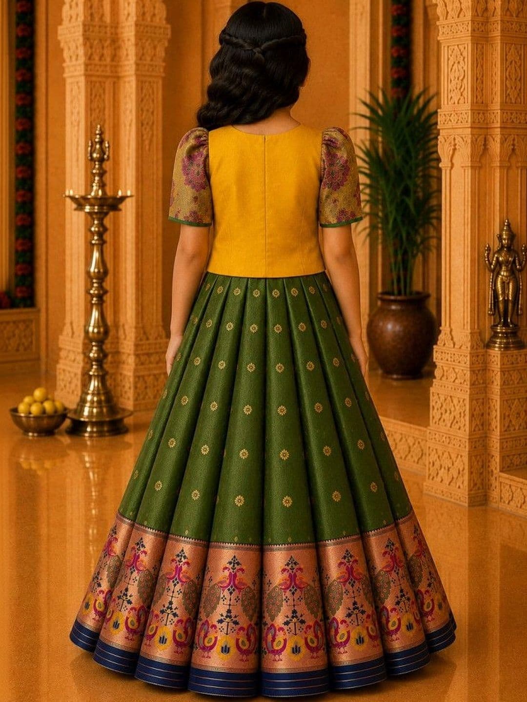 Xepon Girls Embroidered Thread Work Ready to Wear Lehenga & thumbnail 5