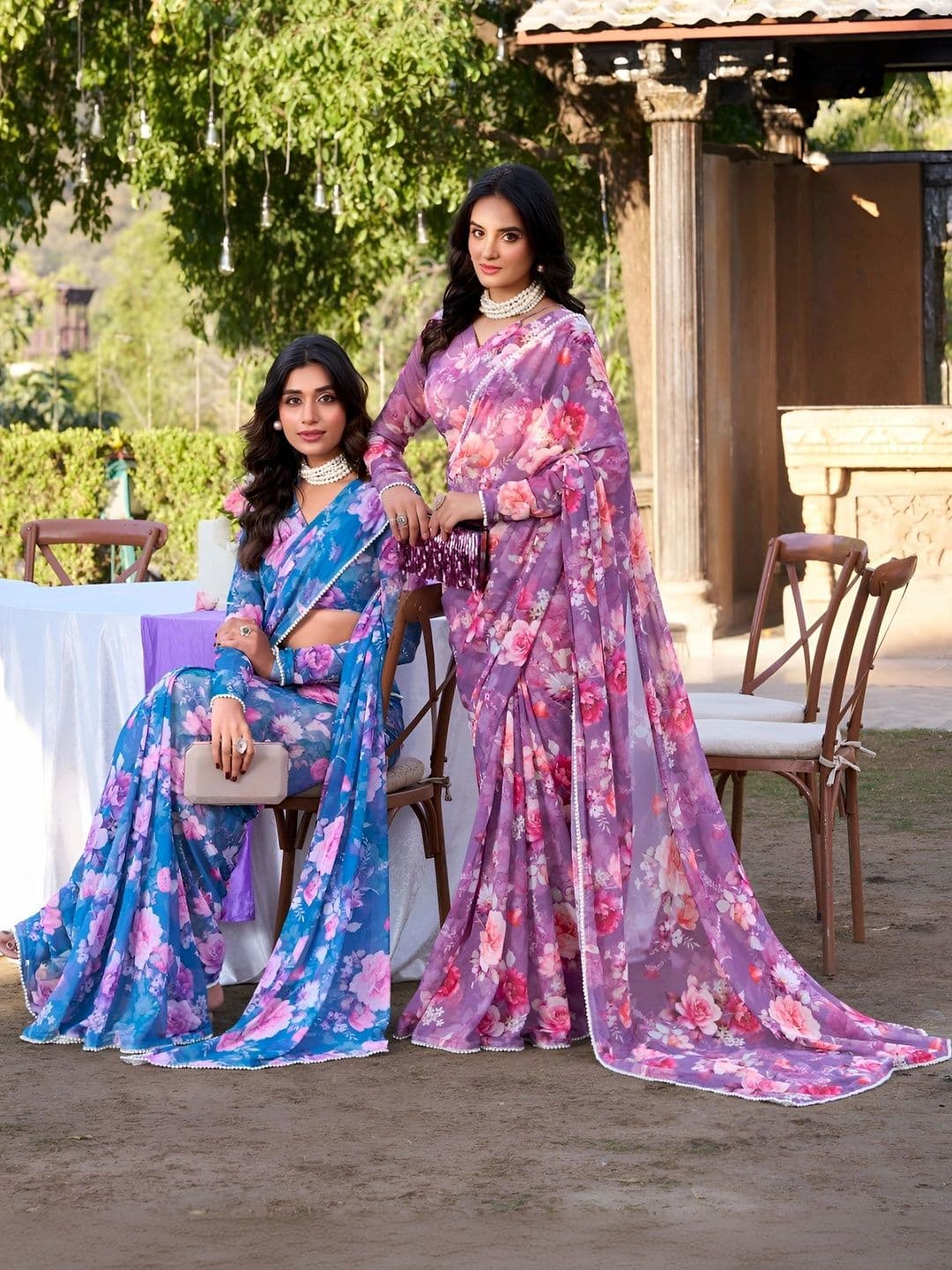 Mitera Floral Pure Georgette Saree thumbnail 4