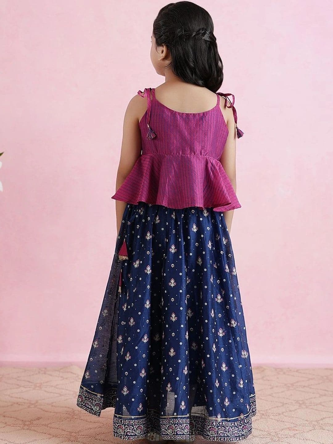 Fabindia Girls Thread Work Ready to Wear Lehenga & Blouse With Dupatta thumbnail 4