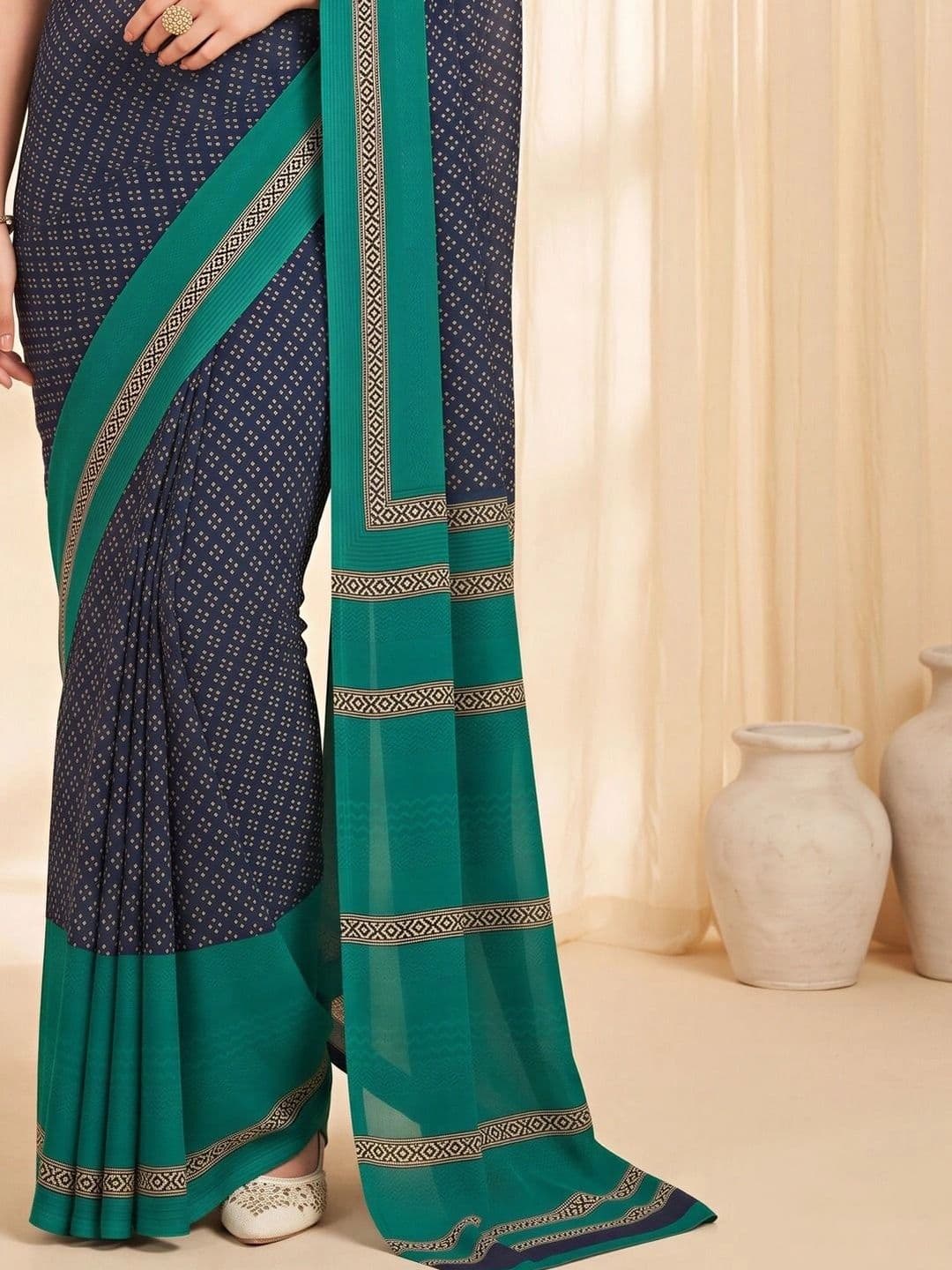 Saree mall Paisley Poly Crepe Designer Bagru Sarees thumbnail 6