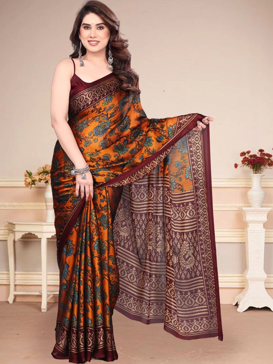 Owee Floral Pure Chiffon Designer Saree - view 1