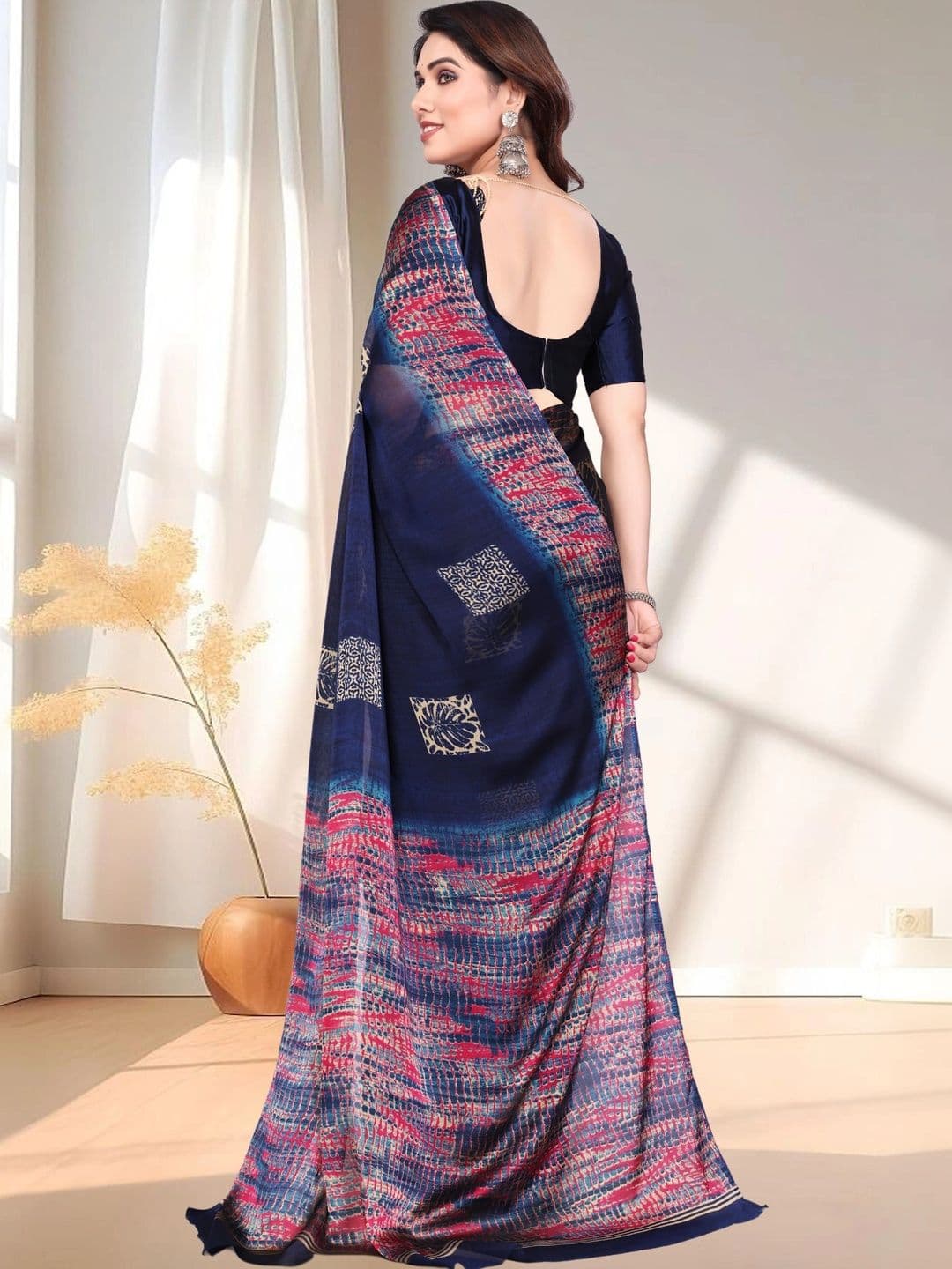 Owee Pure Chiffon Designer Saree thumbnail 4
