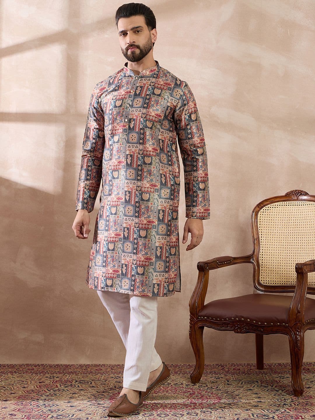 Ethnic Bay Men Ethnic Motifs Printed Summer Sheers Kurta thumbnail 3