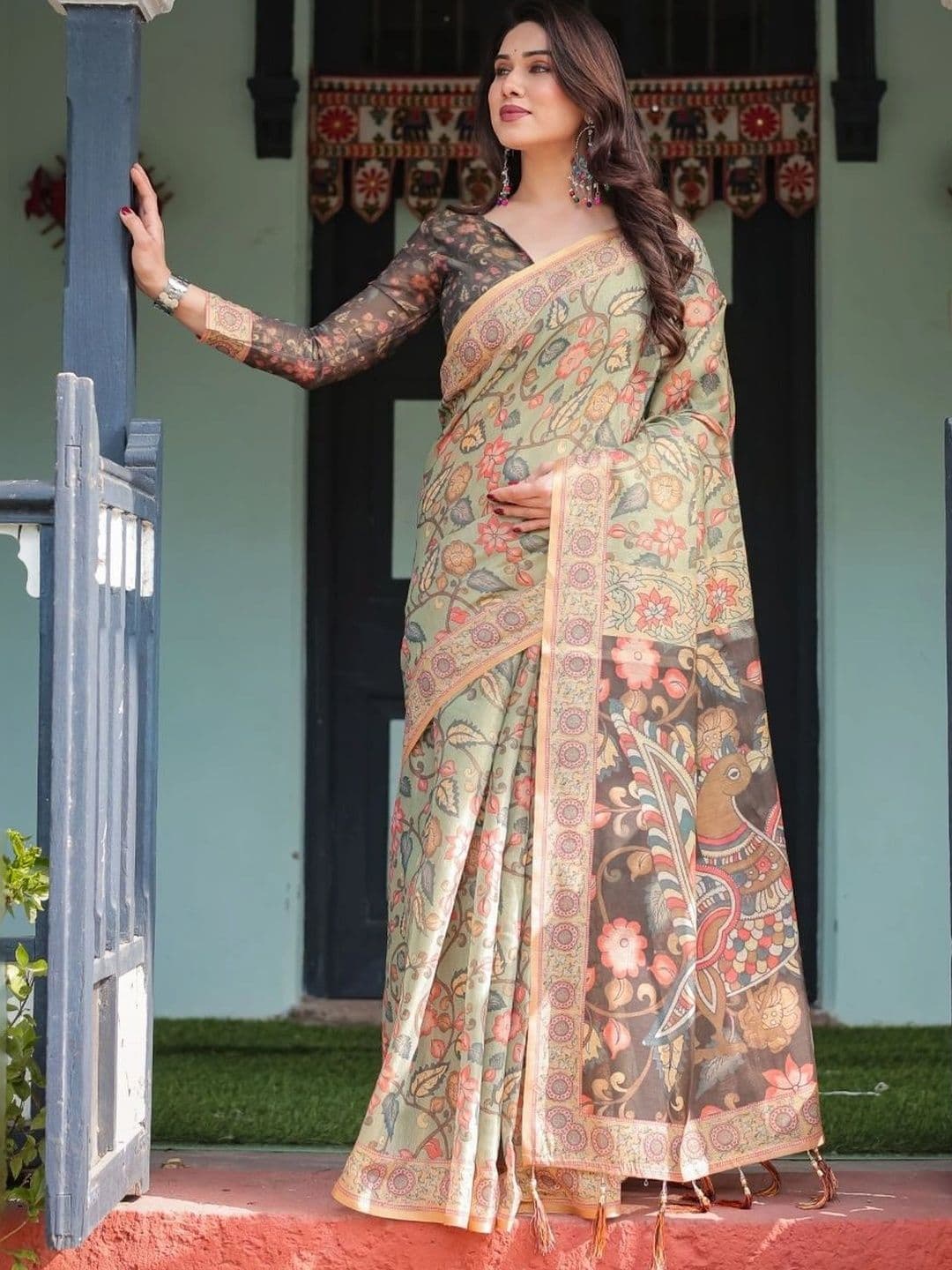 Suha Floral Art Silk Saree - view 1