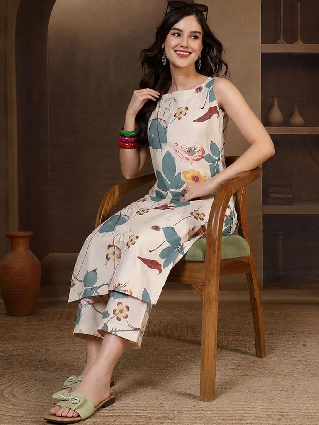 SANTOLIYA Women Floral Printed Floral Kurta thumbnail 4