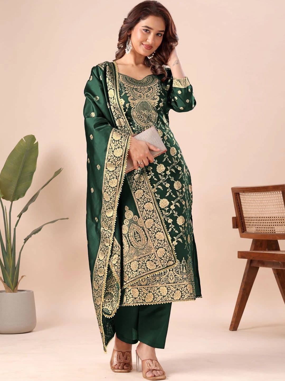 kantuba Art Silk Unstitched Dress Material - view 1