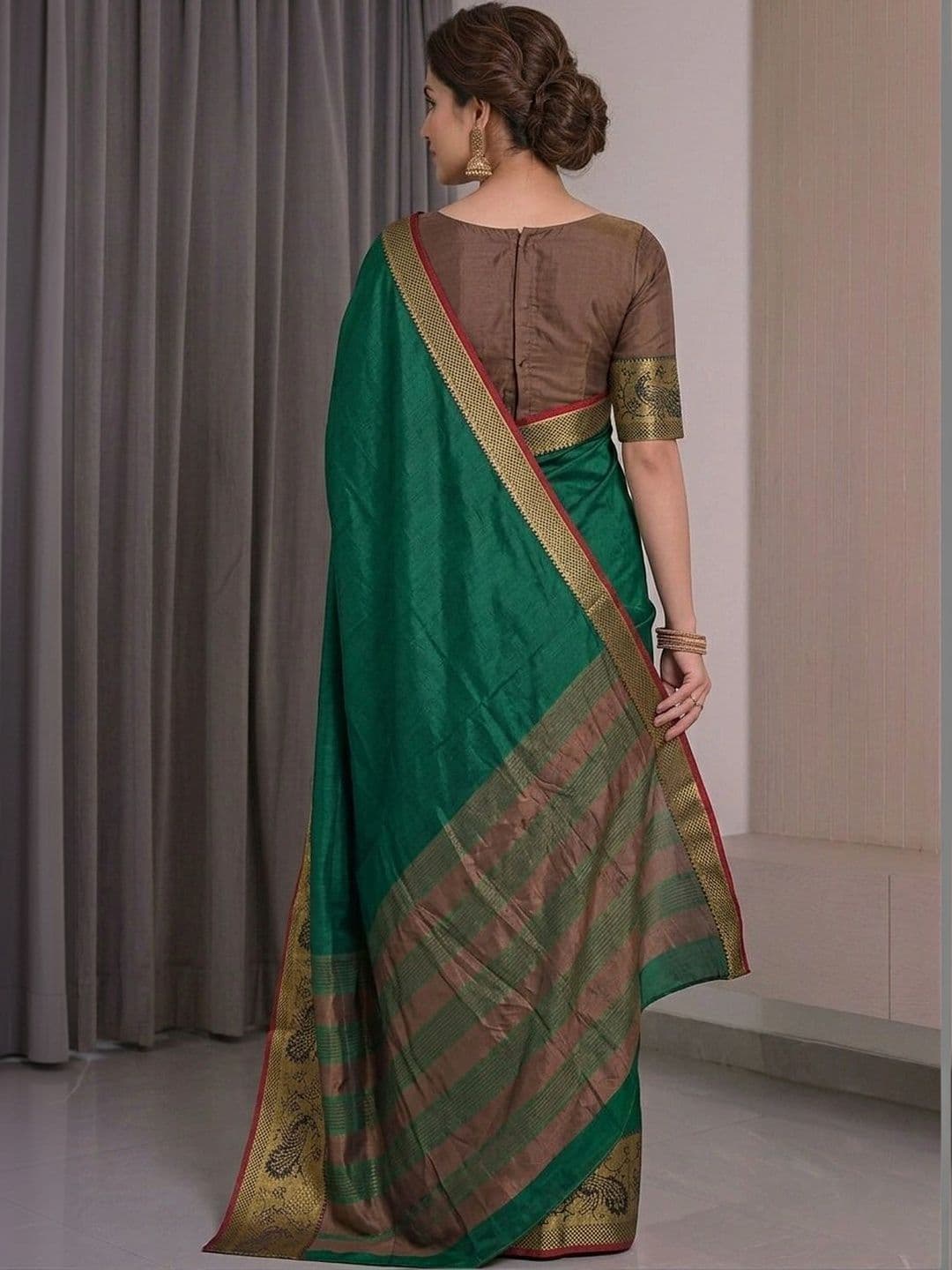 Owee Zari Silk Cotton Designer Saree thumbnail 3
