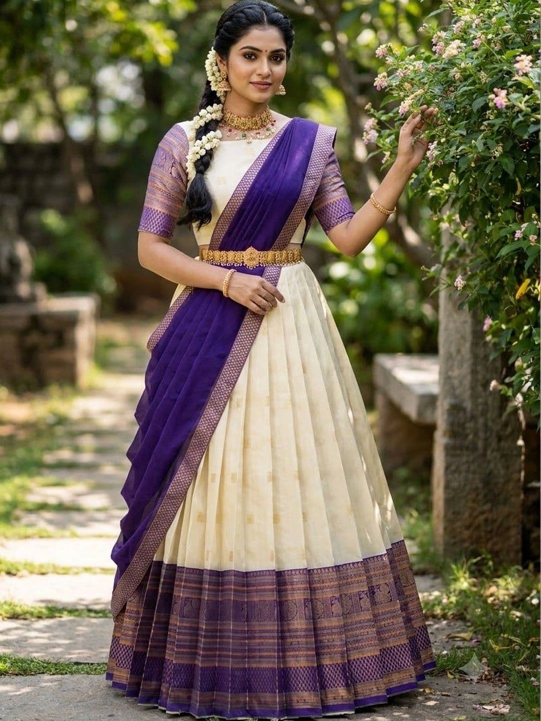 Pink Bindi Semi-Stitched Lehenga & Unstitched Blouse With Dupatta thumbnail 6