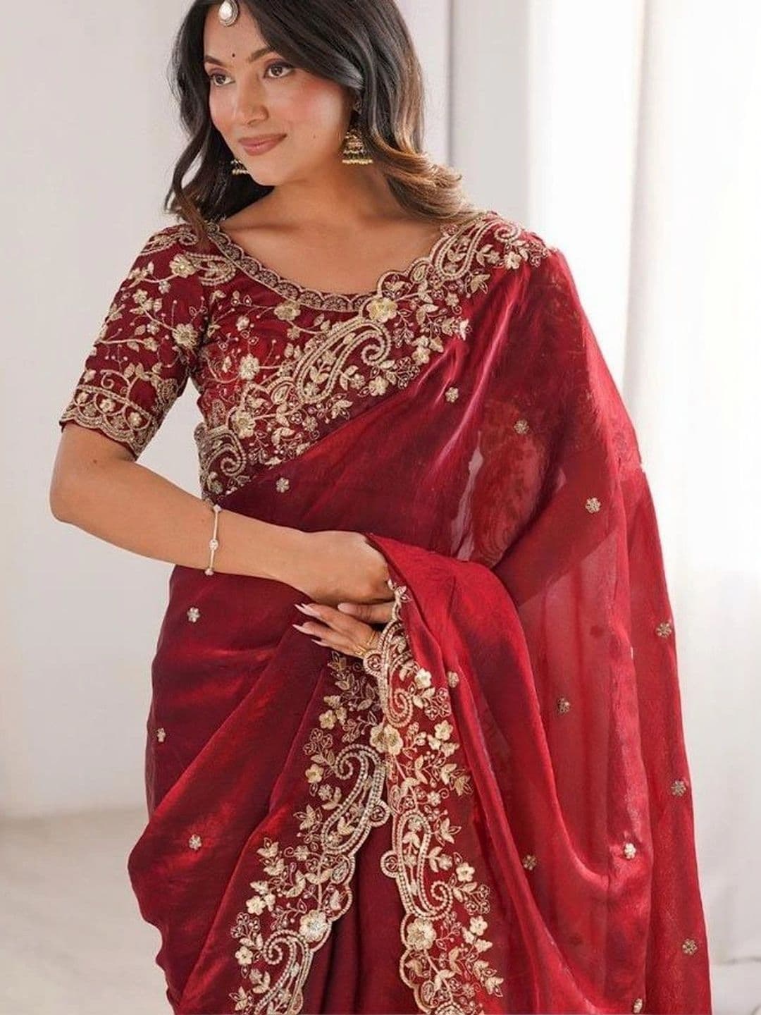 kantuba Ethnic Motifs Embroidered Art Silk Heavy Work Saree thumbnail 3