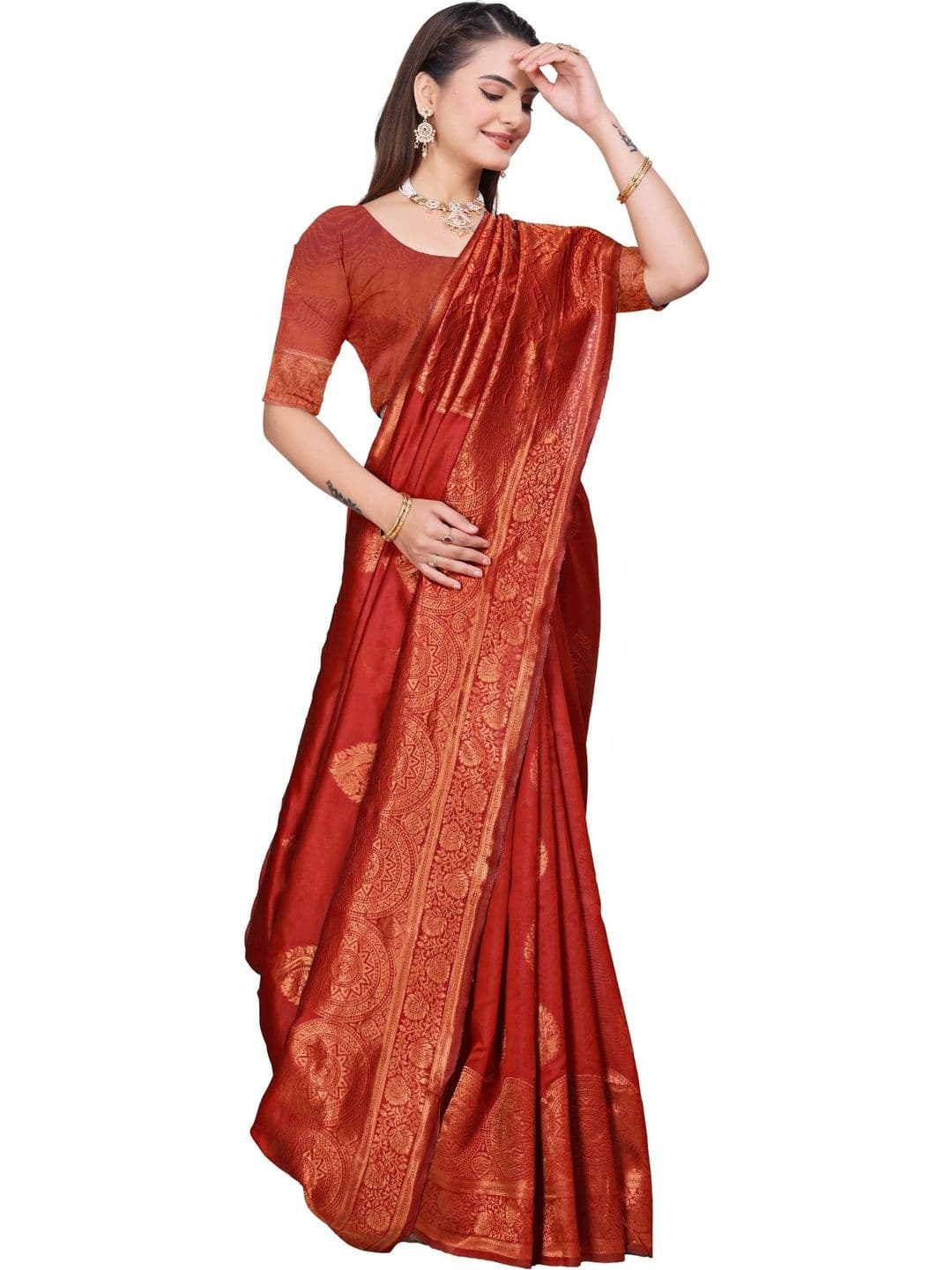 revika Paisley Zari Art Silk Designer Kanjeevaram Saree thumbnail 2