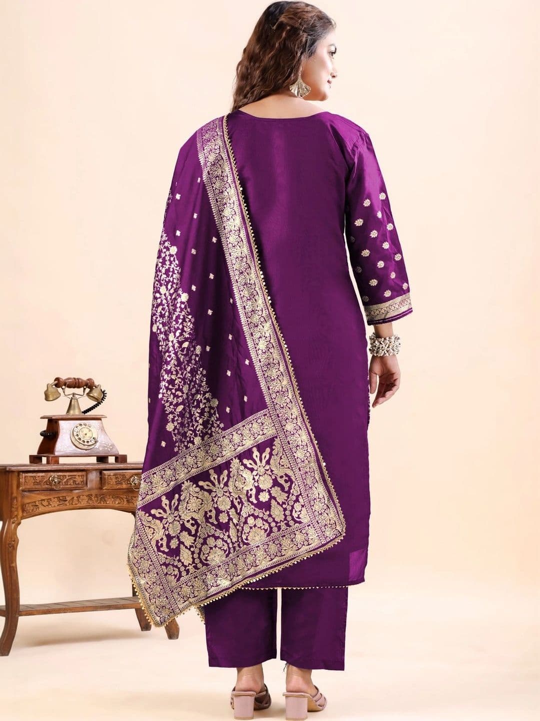 kantuba Art Silk Unstitched Dress Material thumbnail 3