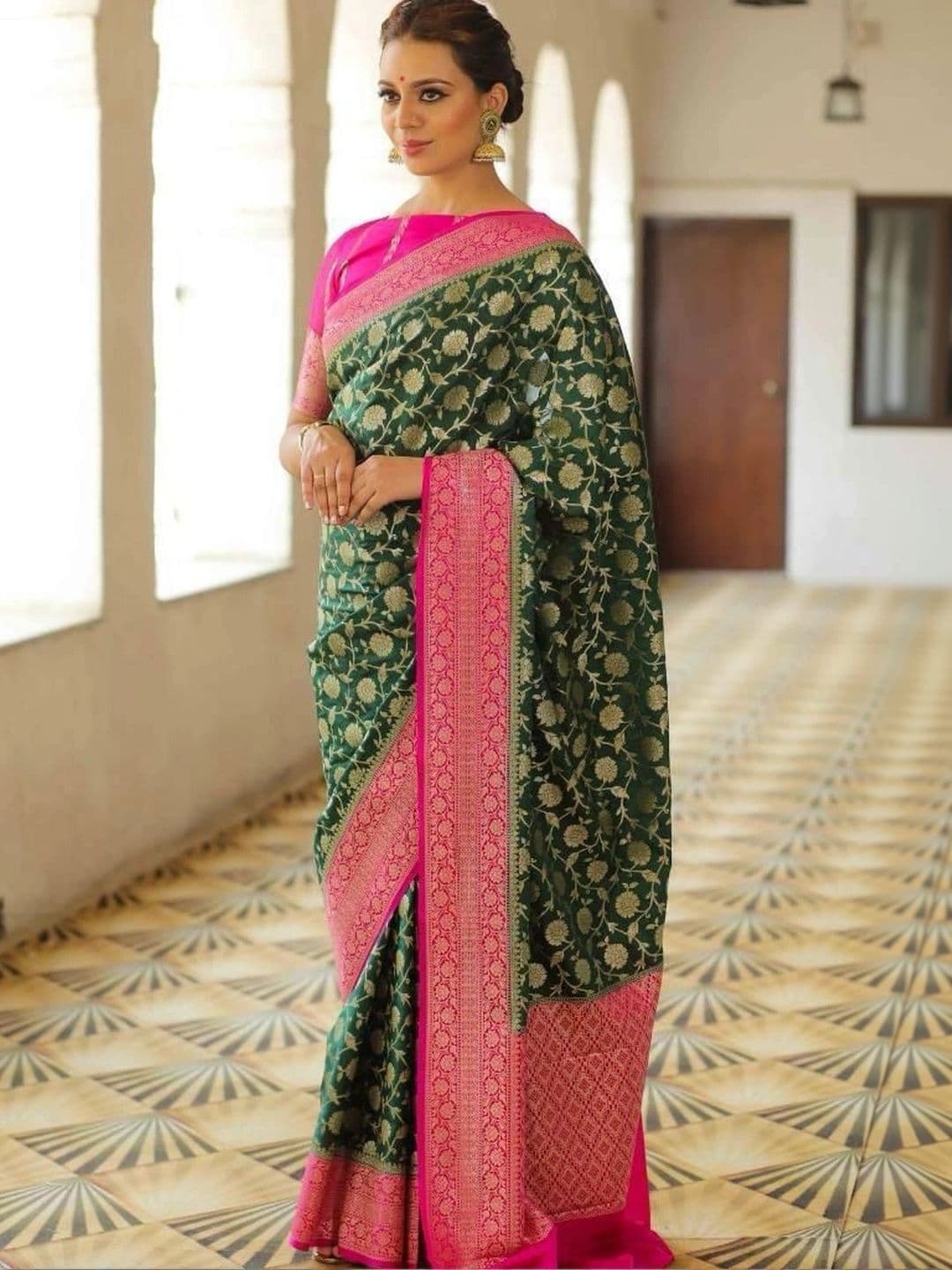 revika Woven Design Zari Art Silk Designer Kanjeevaram Saree thumbnail 7