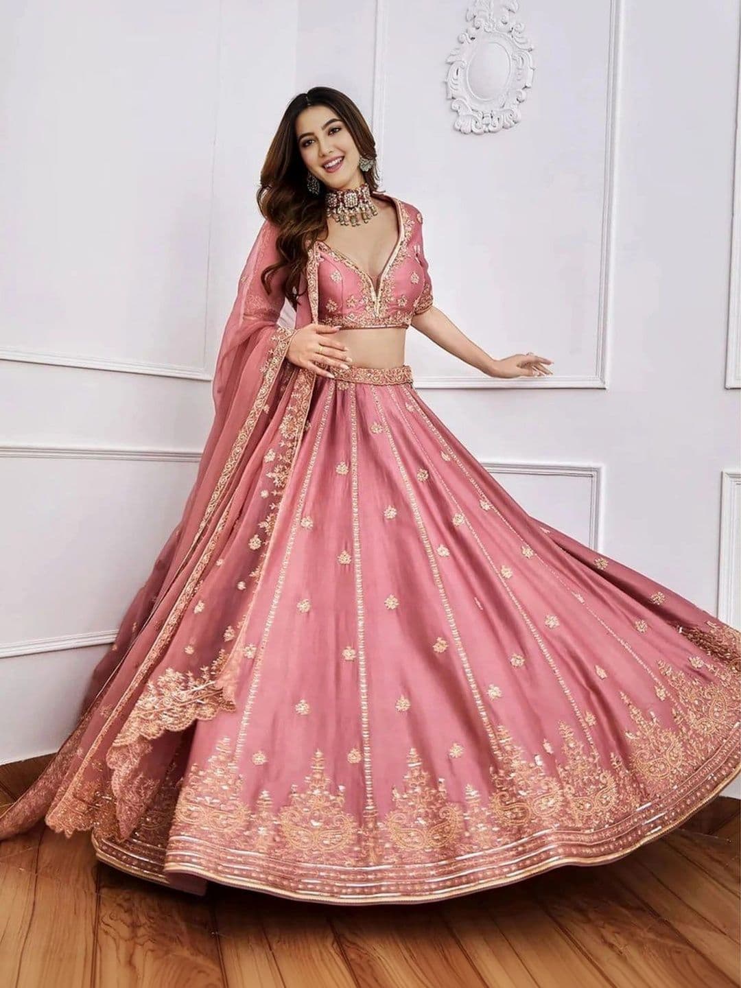 BLUSH STREET Embellished Semi-Stitched Lehenga & Blouse With Dupatta - view 1