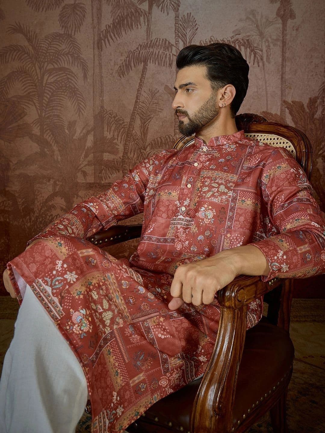 House of Pataudi Men Ethnic Motifs Printed Kurta thumbnail 6
