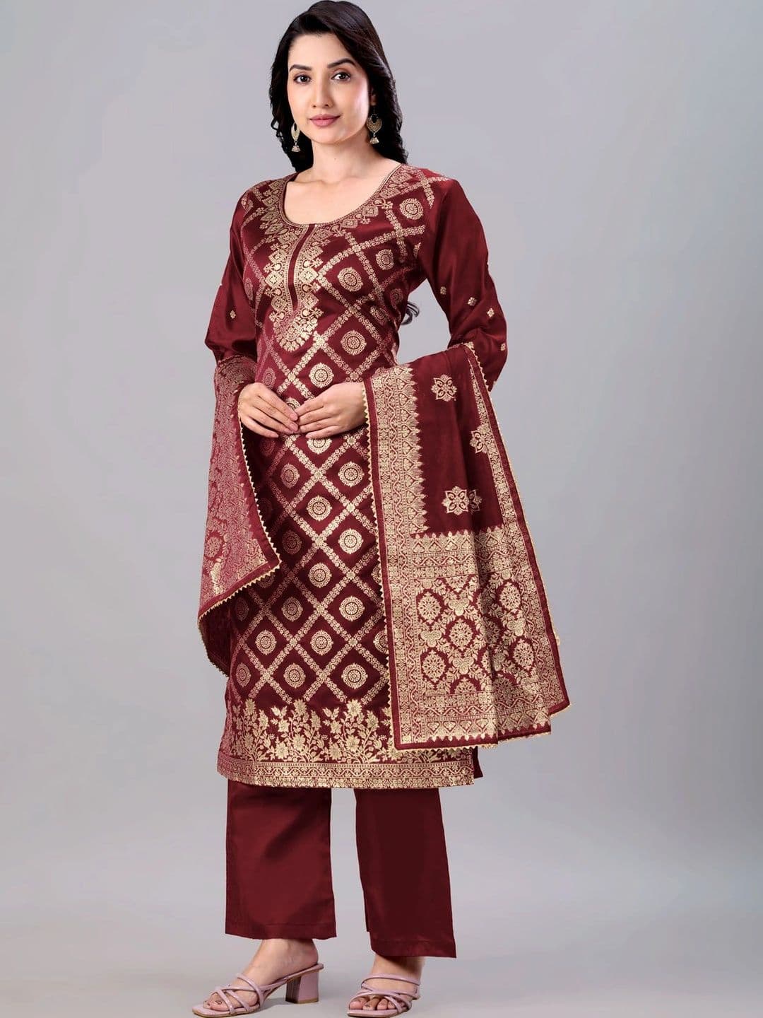 kantuba Art Silk Unstitched Dress Material thumbnail 6