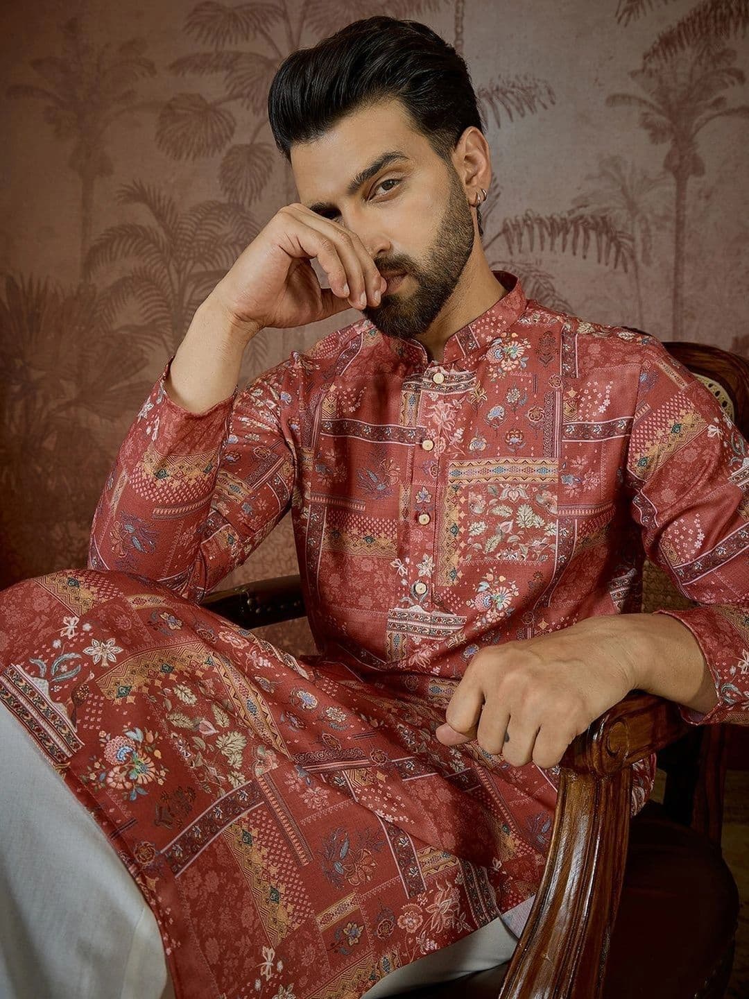 House of Pataudi Men Ethnic Motifs Printed Kurta thumbnail 7